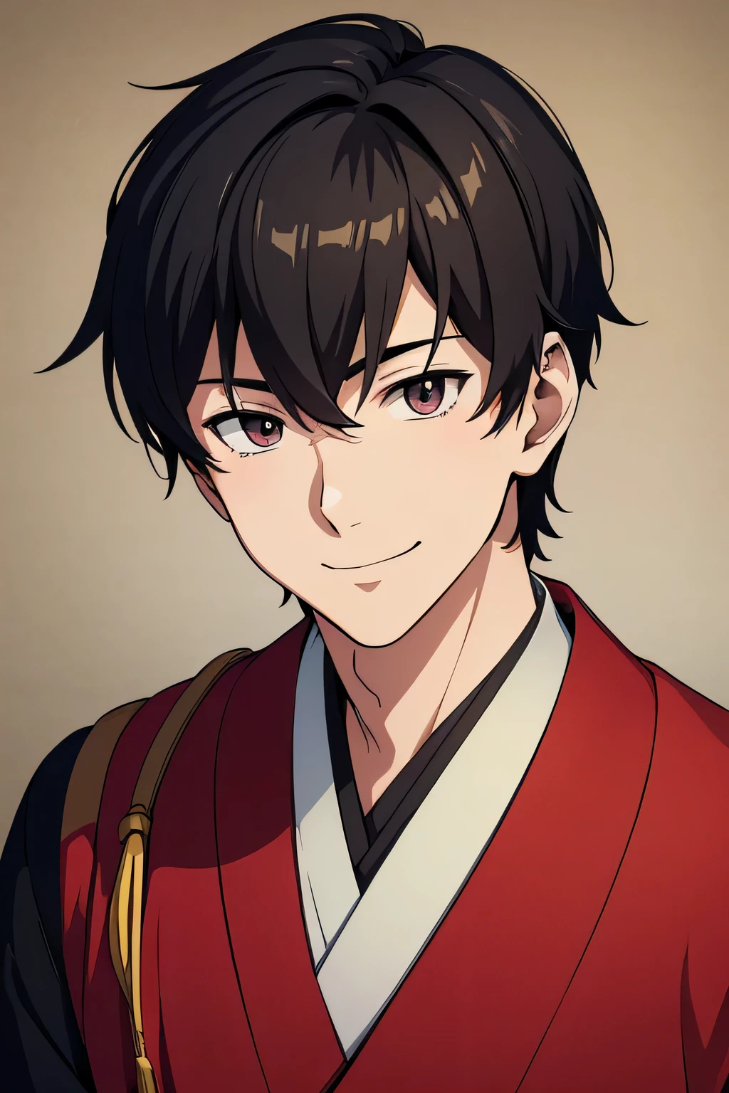 animeboy,male,illustration,Absurd resolution, high resolution,(masterpiece: 1.4),clearly drawn eyes,handsome,masterpiece, best quality, extremely detailed,llustration, lite smile, Japan, Japanese schoolboy uniform, black, Meiji era.