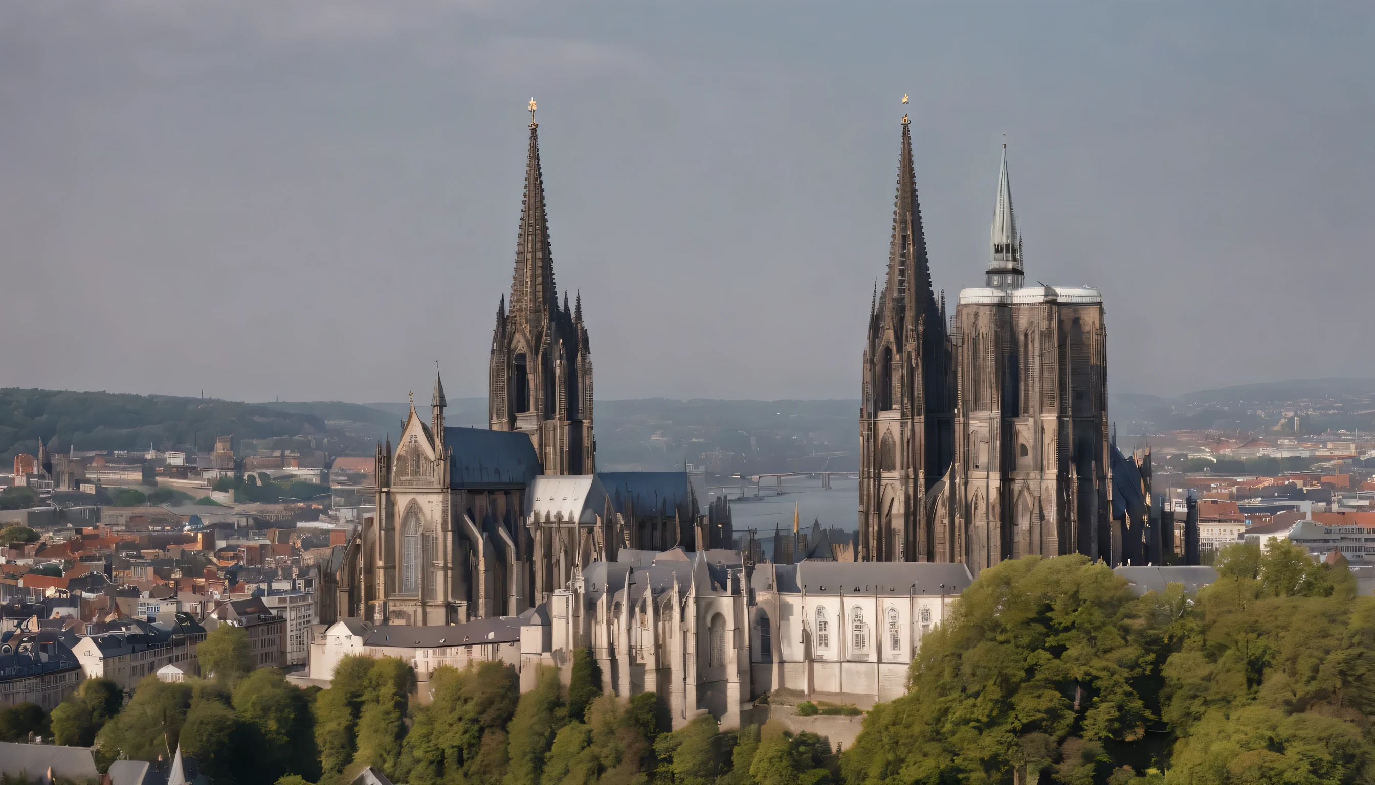 (Highly detailed CG Unity 8k wallpaper、masterpiece、highest quality、Super detailed)、(best lighting、best shadow、very delicate and beautiful)、highest quality、8k、Detailed facial depiction、masterpiece、highest quality、clear image quality、
Cologne Cathedral and Rhine river landscape in Cologne。
