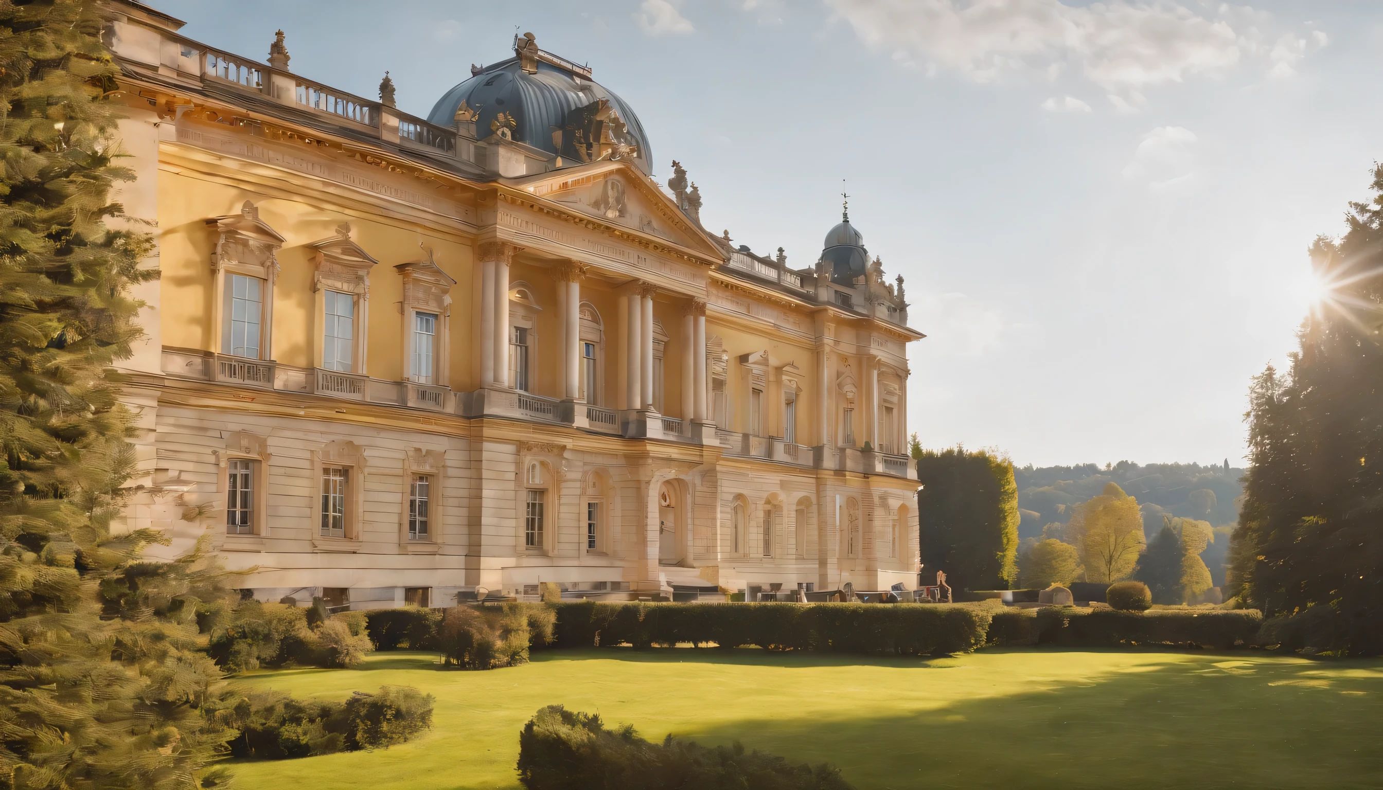 (Highly detailed CG Unity 8k wallpaper、masterpiece、highest quality、Super detailed)、(best lighting、best shadow、very delicate and beautiful)、highest quality、8k、Detailed facial depiction、masterpiece、highest quality、clear image quality、
View of the Residenz Palace and gardens in Wurzburg。