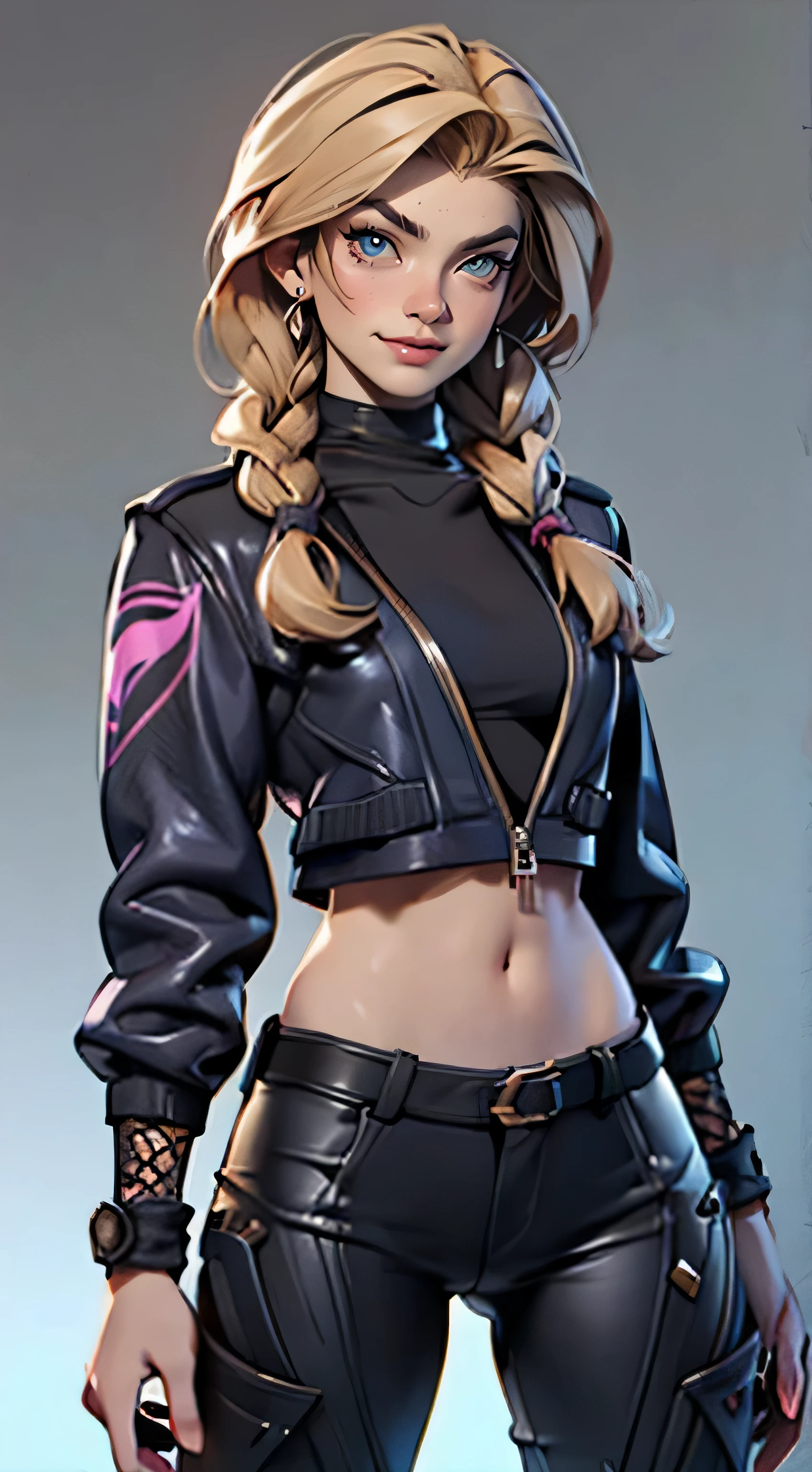 11:23(((best quality: 1.4))),(Unparalleled masterpiece), (ultra high definition),(Hyper-realistic 8K CG)、(wave),(One hand moves),(light hair),(Braids), ((( Body))), (((1 girl in))), 25-year-old American soldier with perfect Body,,Beautiful and well groomed face,muscular Body:1.2,Pure Purple with details,red,jacket, (Pictures from head to thighs), Complex equipment, Purple,trousers,The clothes inside are dark,Clothes with armored metal electronic parts, poison tattoo )