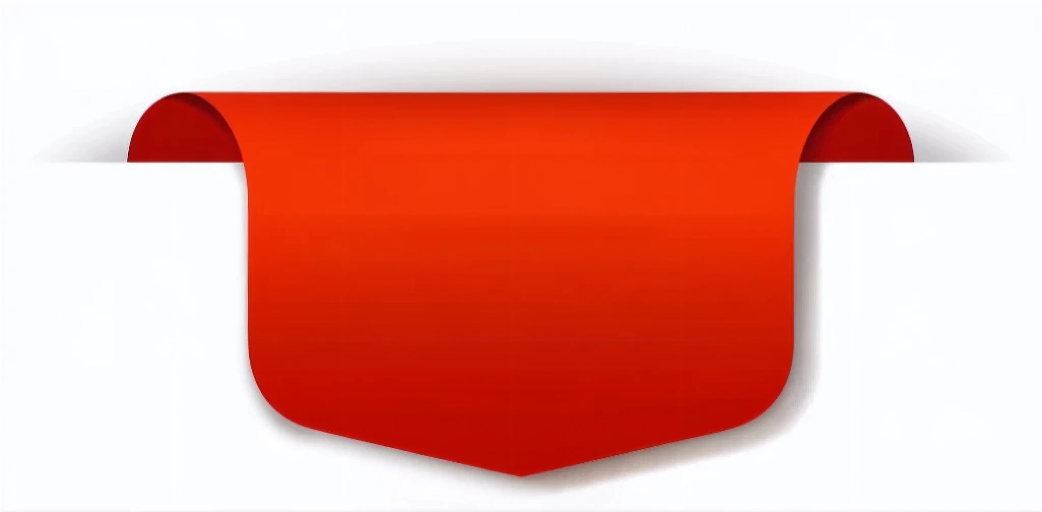 a red banner with a curved corner on a white background, red banners, curved red arrow, red color bleed, plain red background, simple red background, gradient red, solid colour background”, red pennants, gradient brown to red, without text, red tint, clean cel shaded vector art, red colored, solid background, no - text no - logo