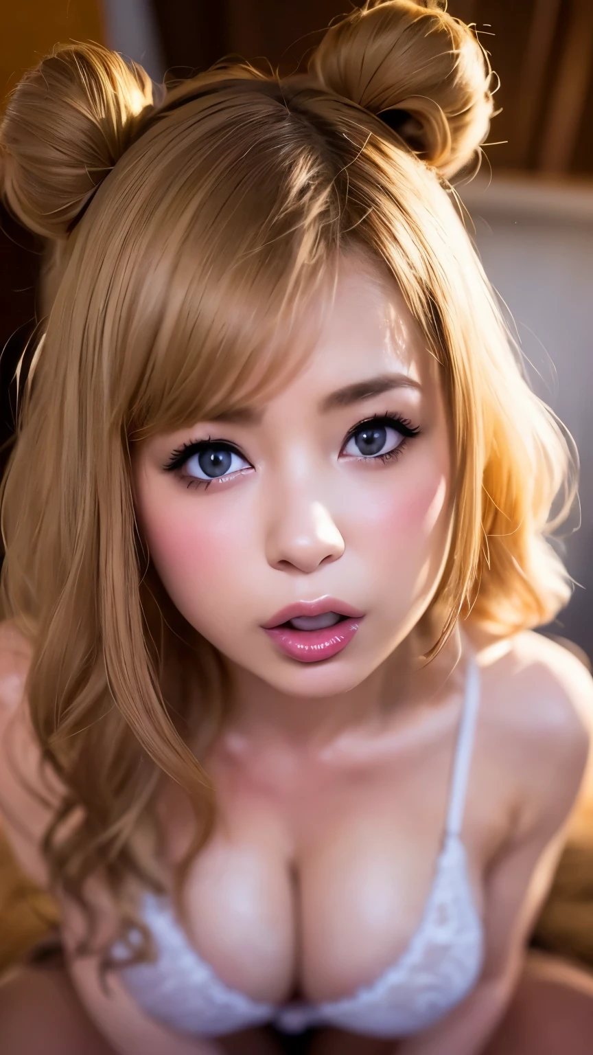 Japanese women, beautiful girl, Gal,Blonde、 , Realistic skin of the highest quality, Eyes are focused, 20-year-old, Sticking out tongue, Focus on the mouth, Open your mouth, Long Tongue, saliva, Open your mouth , You can see inside the mouth, Open your mouth  舌を突き出す, realistic tongue