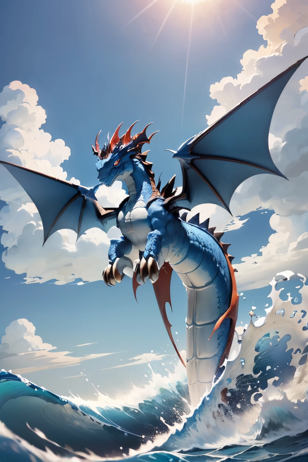 1 Faucet (Dragon's head, wing (devil's wing, flame-entwined wing, unfolded huge wing), Blue sky and white clouds (summer beach, blue and white waves))