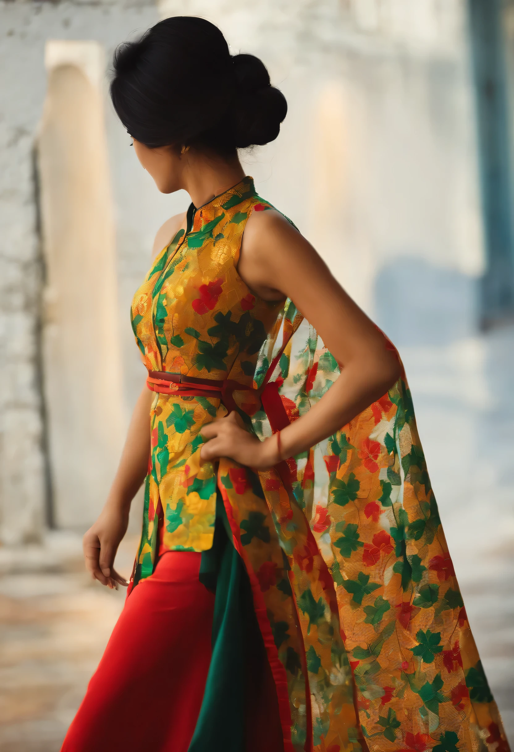 Vietnamese beauty, silhouette attrayante, fashionable clothes, veste à carreaux pour l'automne, silhouette attrayante, visage mince.