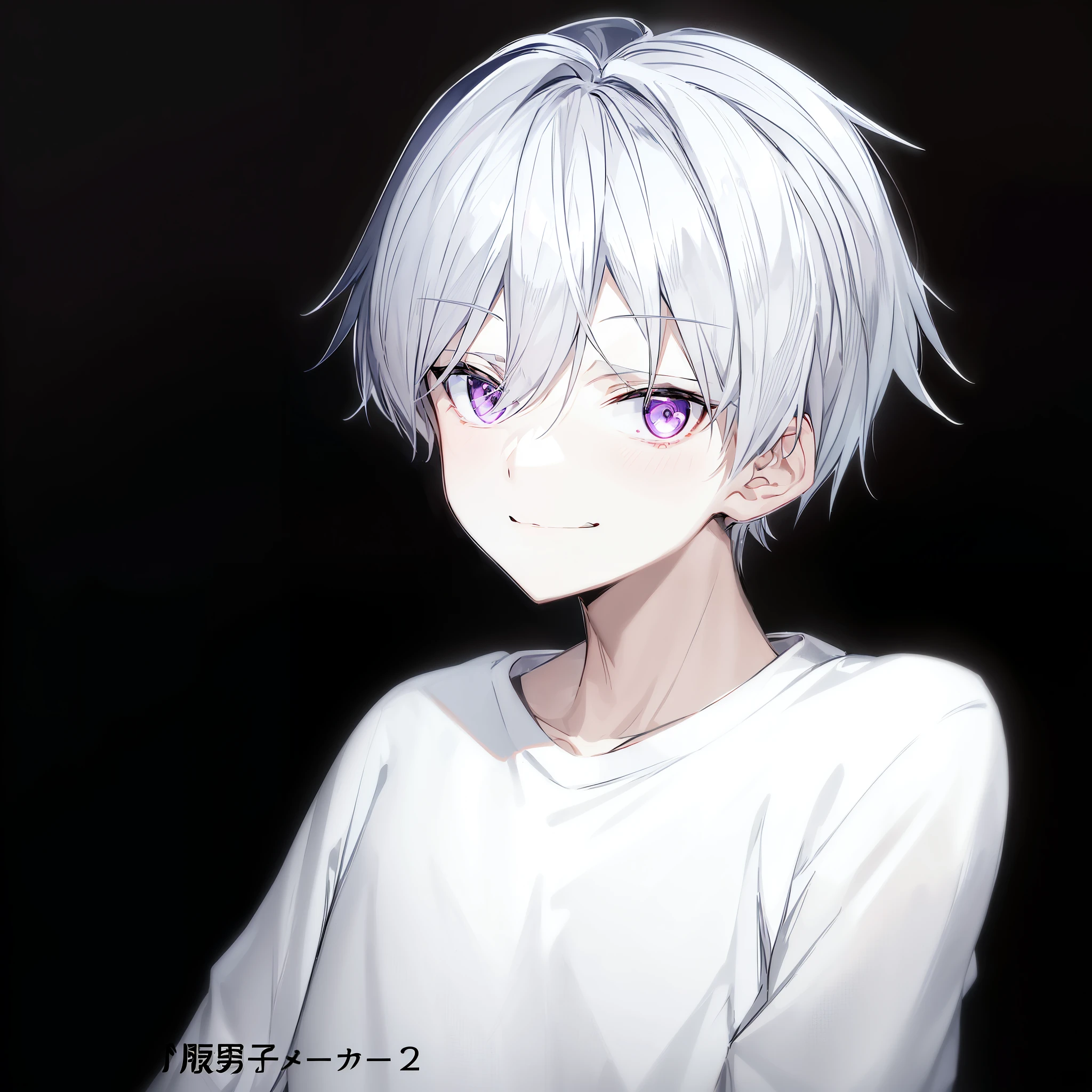 anime boy with white hair and black shirt looking at camera, kaworu nagisa, ken kaneki, kaneki ken, white haired, silver haired, a silver haired mad, he has dark grey hairs, white-haired, ( ( ( yoshinari yoh ) ) ), silver hair (ponytail), anime boy, 2 d anime style, gray haired