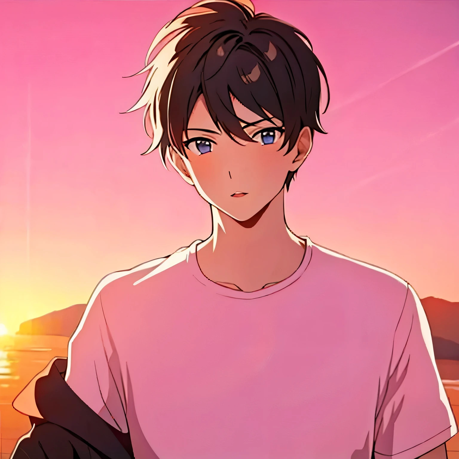 (masterpiece, best quality:1.2), lover,1 boy, alone,pink theme
