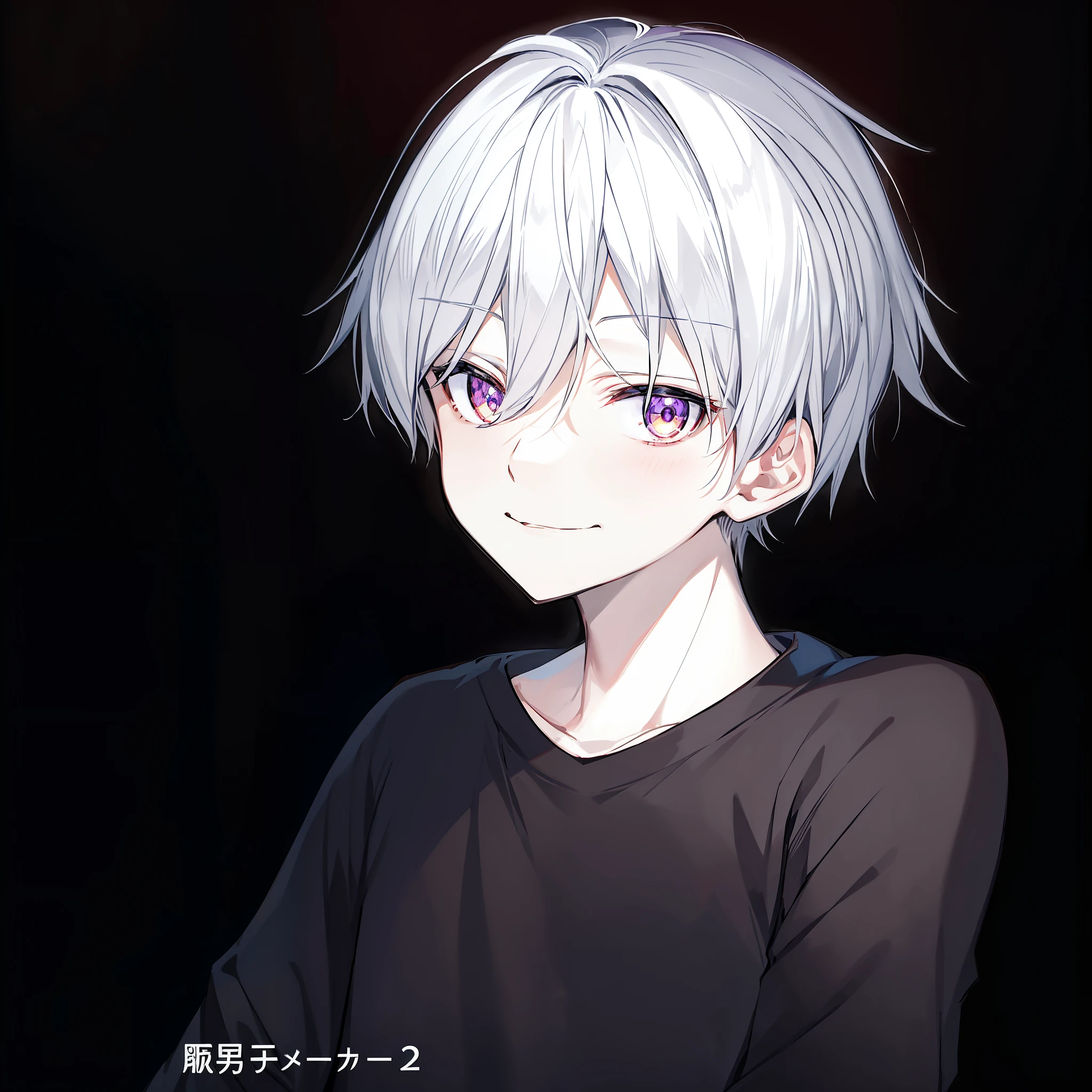 anime boy with white hair and black shirt looking at camera, kaworu nagisa, ken kaneki, kaneki ken, white haired, silver haired, a silver haired mad, he has dark grey hairs, white-haired, ( ( ( yoshinari yoh ) ) ), silver hair (ponytail), anime boy, 2 d anime style, gray haired