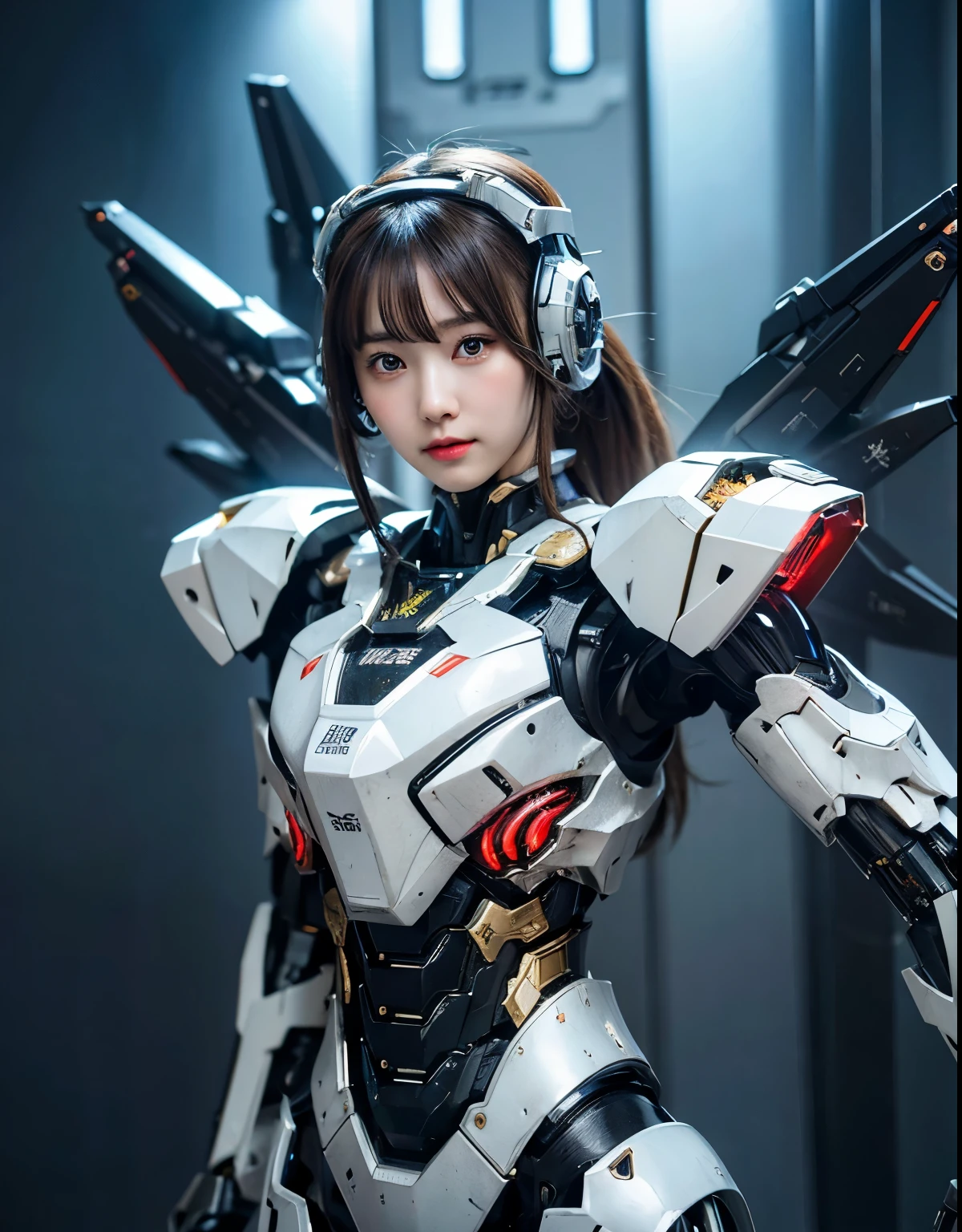 Super detailed, advanced details, high quality, 最high quality, High resolution, 1080p, hard disk, beautiful,(war machine),beautifulサイボーグ女性,Mecha cyborg girl,battle mode,Mecha body girl,She is wearing a futuristic war machine weapon mecha