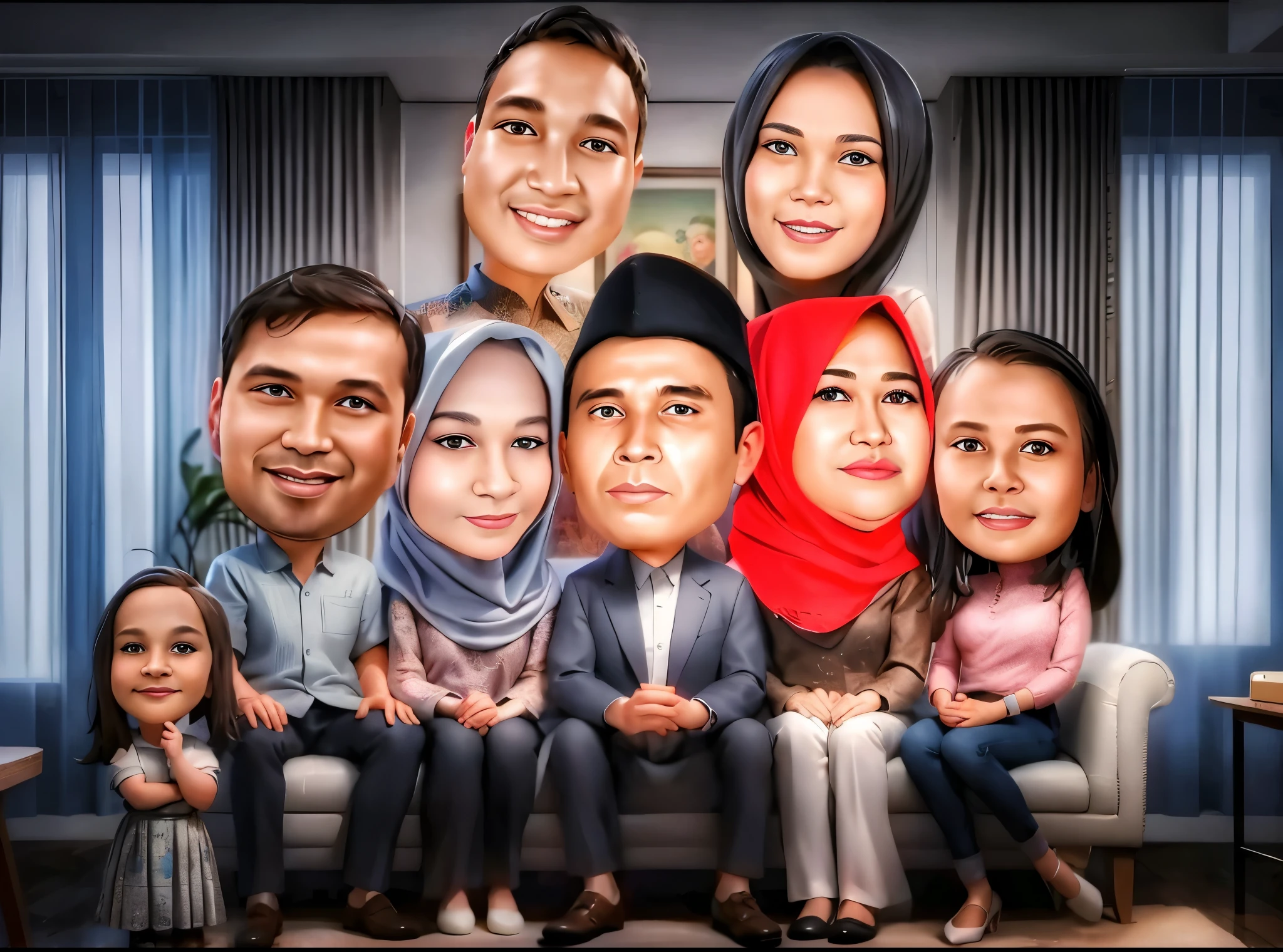 arafed family portrait of a man, woman, , and two other people, caricature style, in cartoon style, potrait, caricature, caricature illustration, barong family, realistic cartoon, digital art cartoon, full protrait, happy family, family portrait, cartoon art, high quality portrait, cartoon digital art, foto realistic, digital panting, caricature!!!