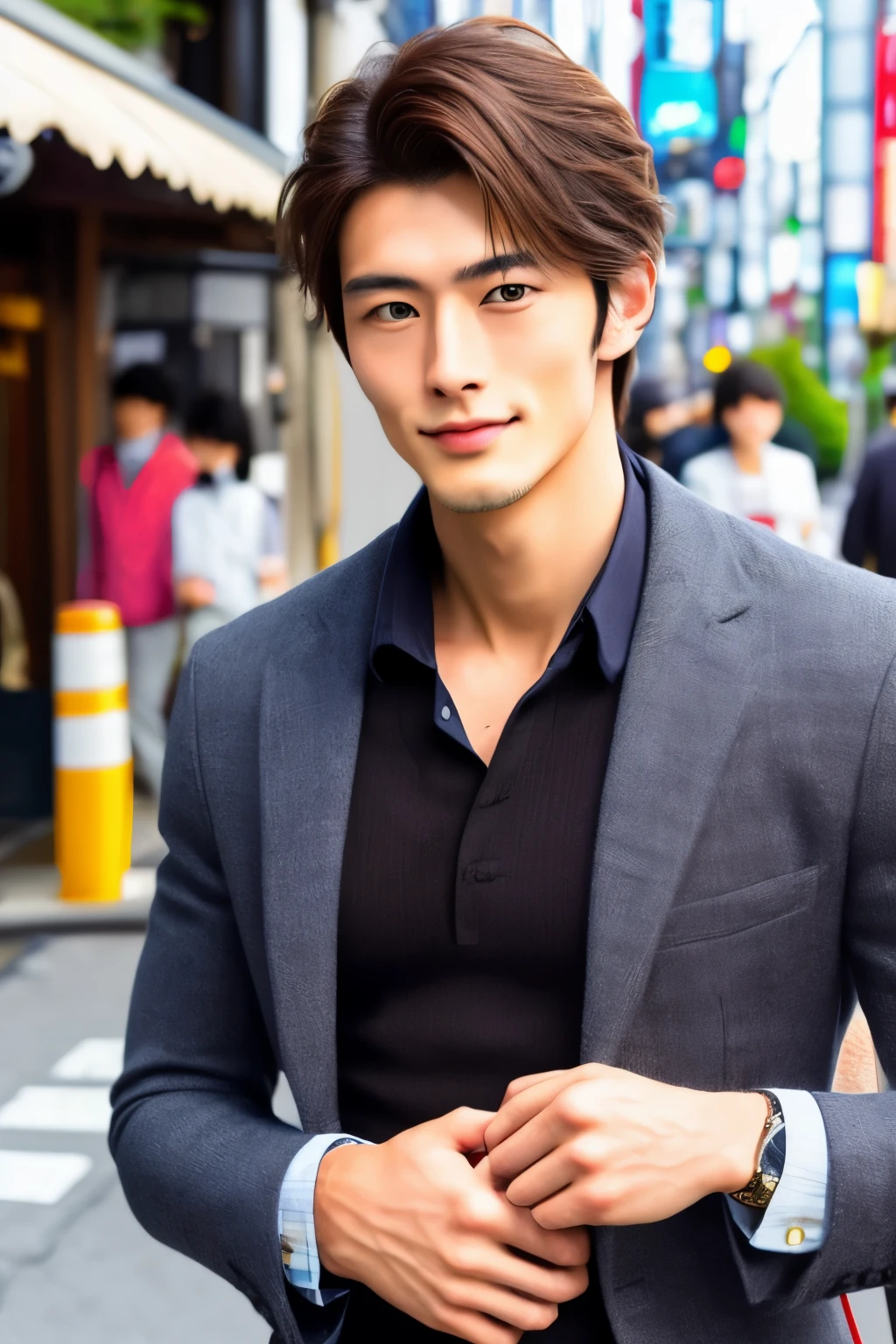 Realistic , Handsome Japan Male , Street