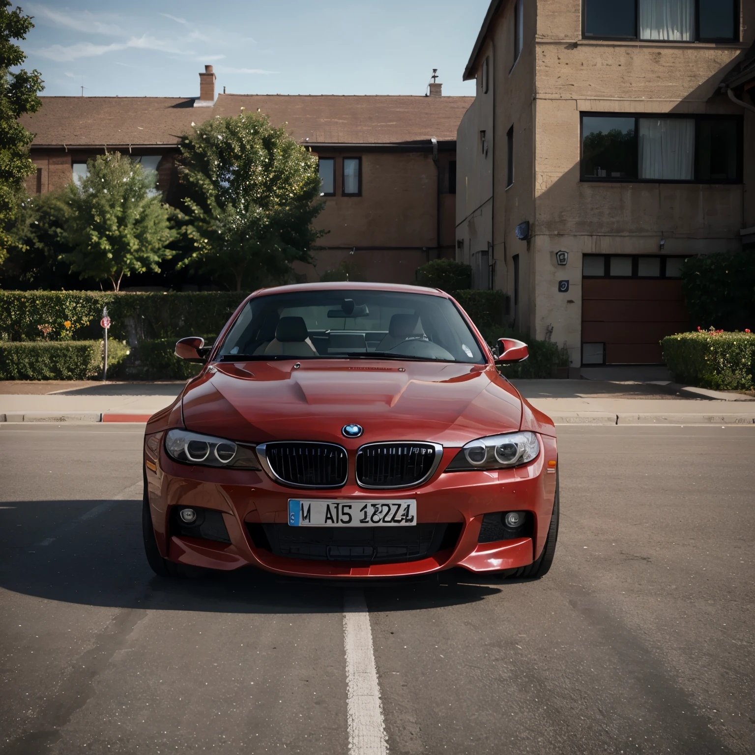 BMW e92, super realistic, red color paint, chrome rims, masterpiece, 4k