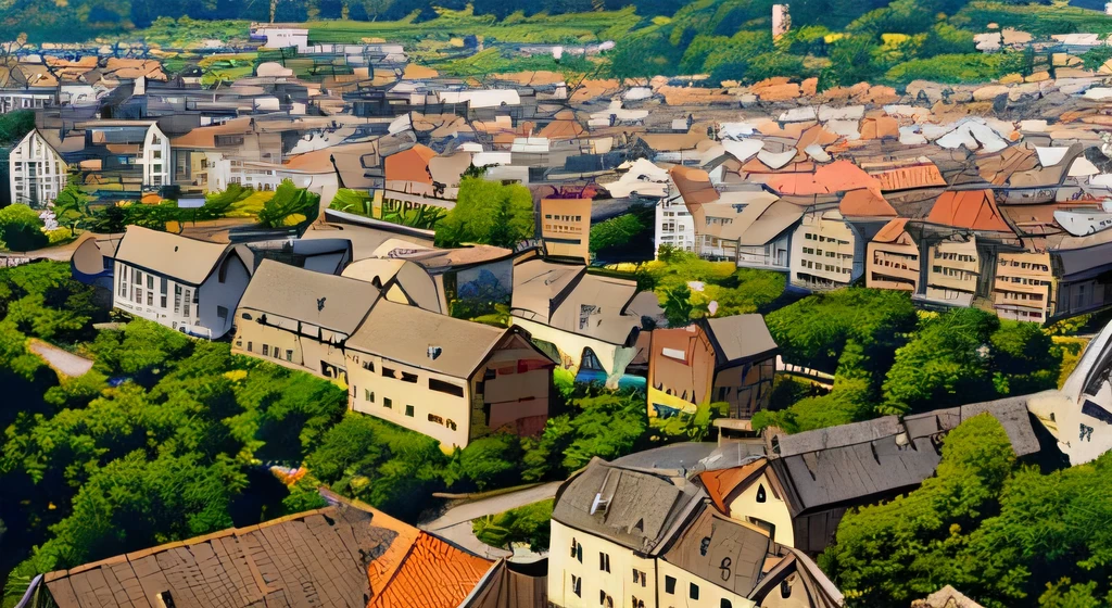 air view of a city with a lot of buildings and trees, vignette tilt shift, tilt shift, Tilt-Shift, tilt shift, realistic pictures of the city, tilt shifted, tilt shift background, tilt shift, miniature city, a tilt shift photo, tilt shift focus, cityscape, air, アウトドア ヨーロッパのcityscape, tilt shift lens