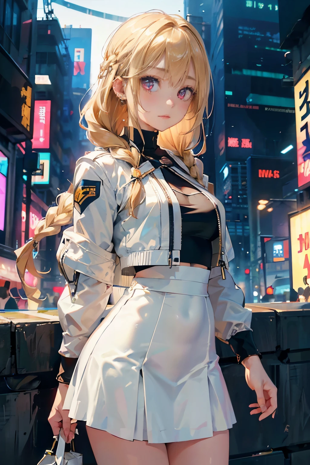 (photorealistic:1.8, highest quality:1.8,8K masterpiece:1.8,High resolution,muste piece:1.8,RAW Photos,cinematic lighting),
cyber punk、Back alley at night in the city、rain-soaked ground、vapor、
1 girl、Misaka Mikoto、succubus、half coat、Completely naked、light clothing、skull hair ornament、
(short Hair:1.2,beautiful shining blonde hair:1.5)、shining blue eyes、
Provocative sexy poses、spread your legs、Nonchalant、
(elation:1.4)plump nipples、(cameltoe),No split screen,slender abs:1.2,(Young sensual gravure idol)