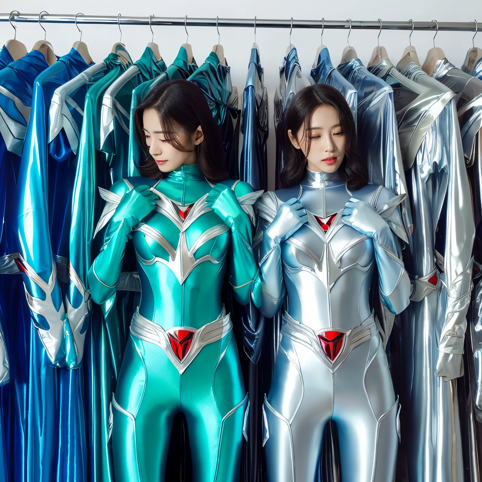 best image quality、Super high resolution、(realism:1.4)、Korean beauty star、The most beautiful KPOP star、horny face、Horny Korean makeup、erotic expression、A body that makes you want to touch it、erotic photos、((Realistic shiny satin fabric texture、High-gloss stretch satin fabric that is smooth and smooth to the touch.、The drape of the curved part of the shiny satin fabric、strong shiny costume、The smooth and beautiful quality and luster of the costumes、A shiny costume made of high-quality satin fabric with high density.、Smooth to the touch oil light liang ice 縝绸 ultra-class battleship skin coat COS、Super Sentai Women&#39;s Heroine Suit、Texture of costumes that satin fetishists respond to、Thin, glossy stretch satin fabric)),8K photo quality