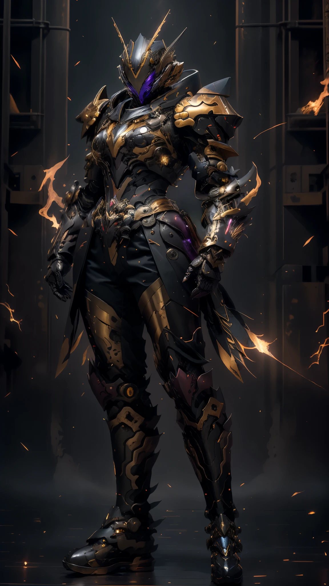 A woman adorned in fantasy-style full-body armor, a crown-concept fully enclosed helmet that unveils only her eyes, a composite layered chest plate, fully encompassing shoulder and hand guards, a lightweight waist armor, form-fitting shin guards, the overall design is heavy-duty yet flexible, ((the armor gleams with a golden glow, complemented by red and blue accents)), exhibiting a noble aura, she floats above a fantasy-surreal high-tech city, this character embodies a finely crafted fantasy-surreal style armored hero in anime style, exquisite and mature manga art style, (Queen bee mixed with Spider concept Armor, plasma, blood), ((Element, energy, elegant, goddess, femminine:1.5)), metallic, high definition, best quality, highres, ultra-detailed, ultra-fine painting, extremely delicate, professional, anatomically correct, symmetrical face, extremely detailed eyes and face, high quality eyes, creativity, RAW photo, UHD, 32k, Natural light, cinematic lighting, masterpiece-anatomy-perfect, masterpiece:1.5