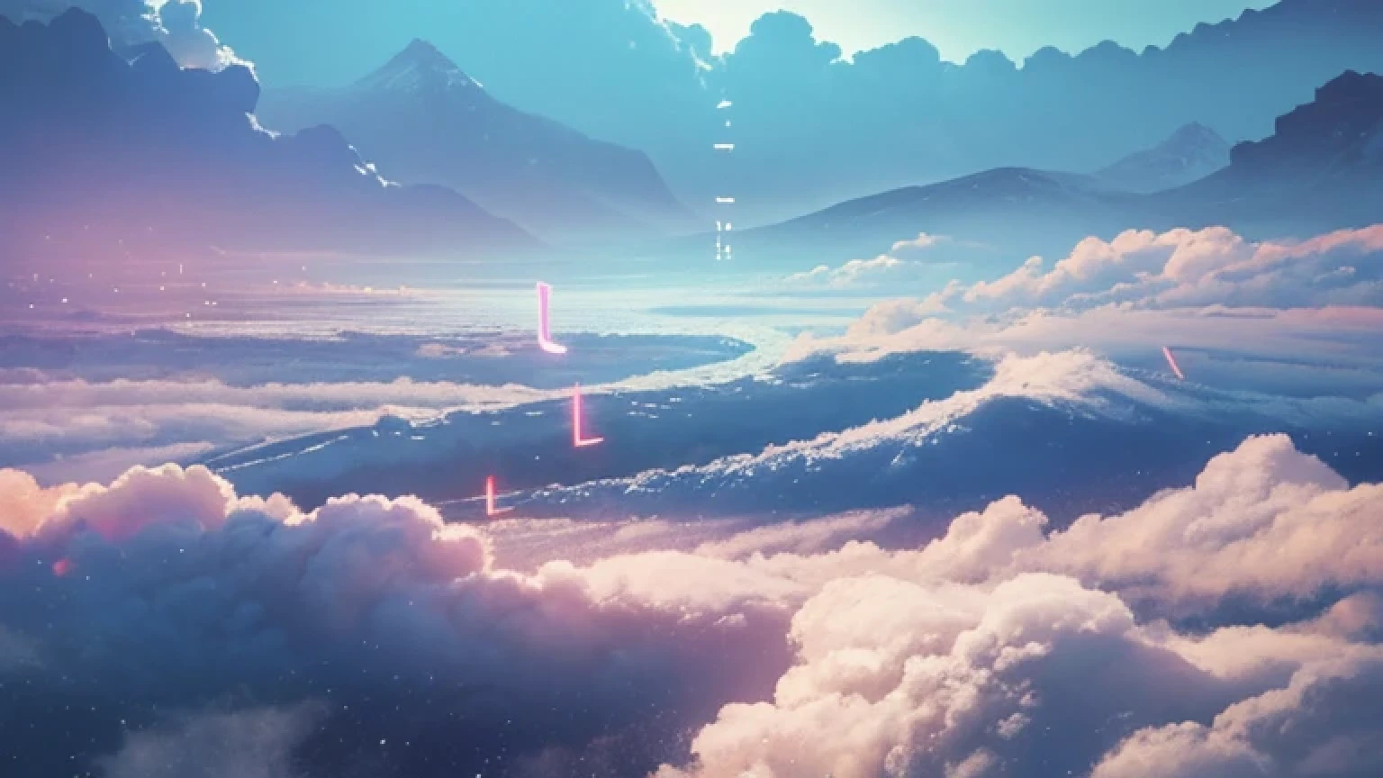 On a soft toned background、Vague clouds and fantastic scenery spread out。In the center of it is、A waveform representing softly flowing LoFi music is floating。around the waveform、Elegant musical notes and keyboard patterns drift in the air.、The entire space is surrounded by the rhythm of music。this is、calm your mind、invite you to a fantastic world「Dreamy LoFi Tracks」