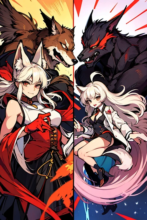 8k, resolution, high quality, high resolution, best quality, extremally detailed, best resolution, absurd resolution, ray tracing, high detailed, masterpiece, extremely detailed,shoulder length white hair, female,2 white wolf ears, teenage girl, slim body, white scale dragon tail,black boots,black leggings, navel blue school skirt, sailor shirt, white jacket, medium size chest, detailed blue eyes, detailed beautiful face,solo female,1 dragon tail, detailed eyes, tomboyish