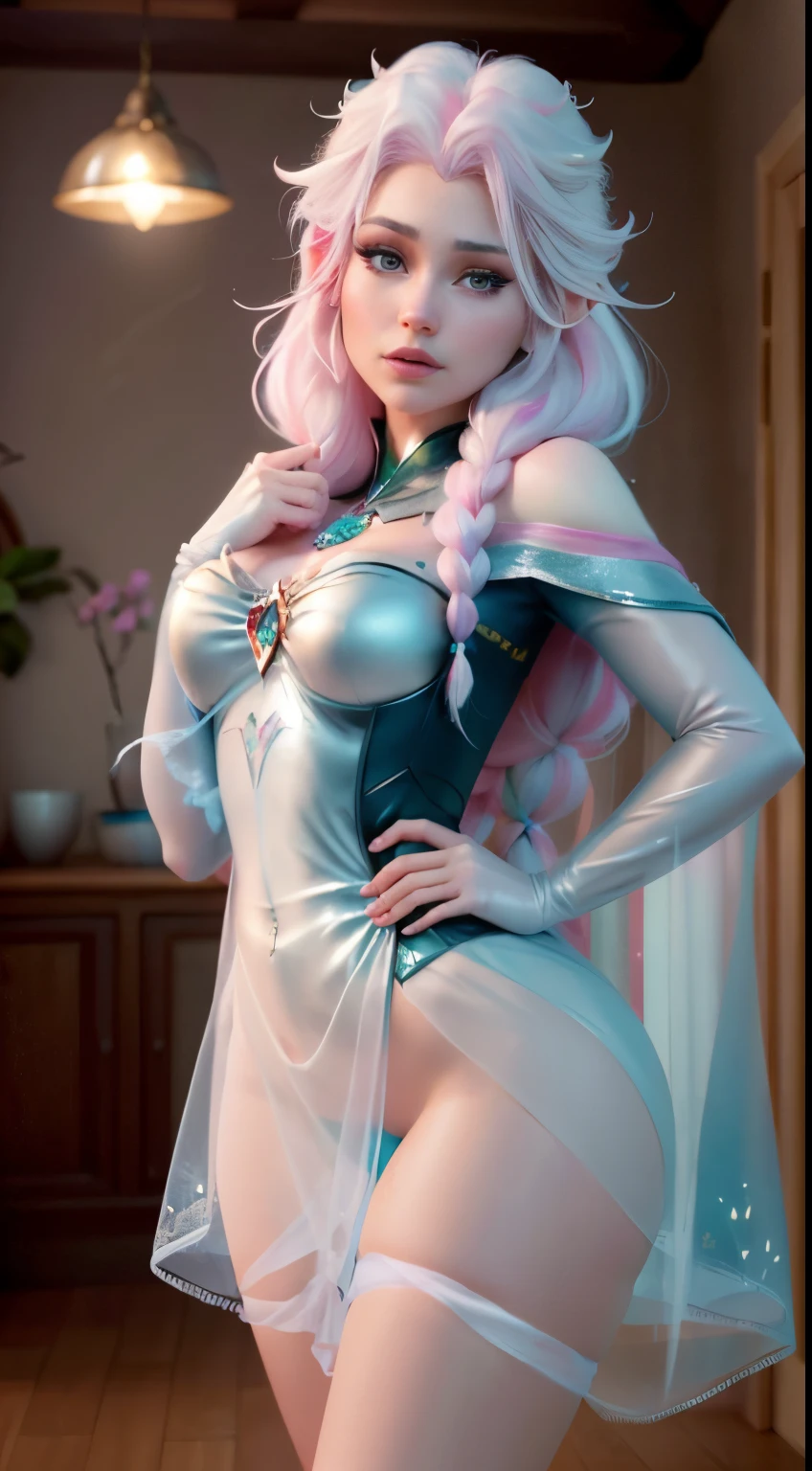 Elfgirl (rose quartz SU-Elsa frozen Disney Tinker waifu mezclando modelos .) (ultra FUSION of white and pink hair) Highly detailed CG unity 8k wallpaper, style shot, complex, high detail, dramatic, highest quality movie still image, very detailed, masterpiece, best quality, character design, Elsa, Elsa from Frozen,Fusion Pink Diamond (( Dark style)), realistic ultra-detailed rendering style, natural light, sharp character design, (hard focus, 8k), (((natural skin texture))), 8k textures, soft cinematic lighting, adobe lightroom, dark room, hdr, Sophisticated, Elegant, Rich Detail, Sharp Focuilm Look) )), Soothing Tones, Detail Frenzy, Intricate Detail, Super Detail, Low Contrast, Soft Film Lighting, Dull Colors, Exposure Blending, HDR, Fade, 35mm, f/1.4, ISO64, f16, 25 sec.