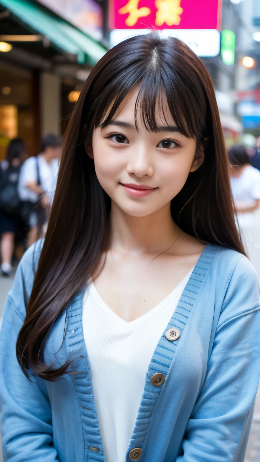 Best-quality, Masterpiece, Ultra-High-Resolution, (Photorealistic:1.4), Raw-Photo, Extremely-Details, Perfect-Anatomy, 1girl, -yeld, thost famous Japanese idol, at typhoon street, innocent-smile, looking at viewer, extremely cute face like the most popular Japanese idol, extremely beautiful big-black-solid-circle-eyes, extremely beautiful hair, extremely beautiful skins, extremely beautiful long-eyelashes, extremely beautiful lips, wearing spring-clothes with cute-design, detailed typhoon