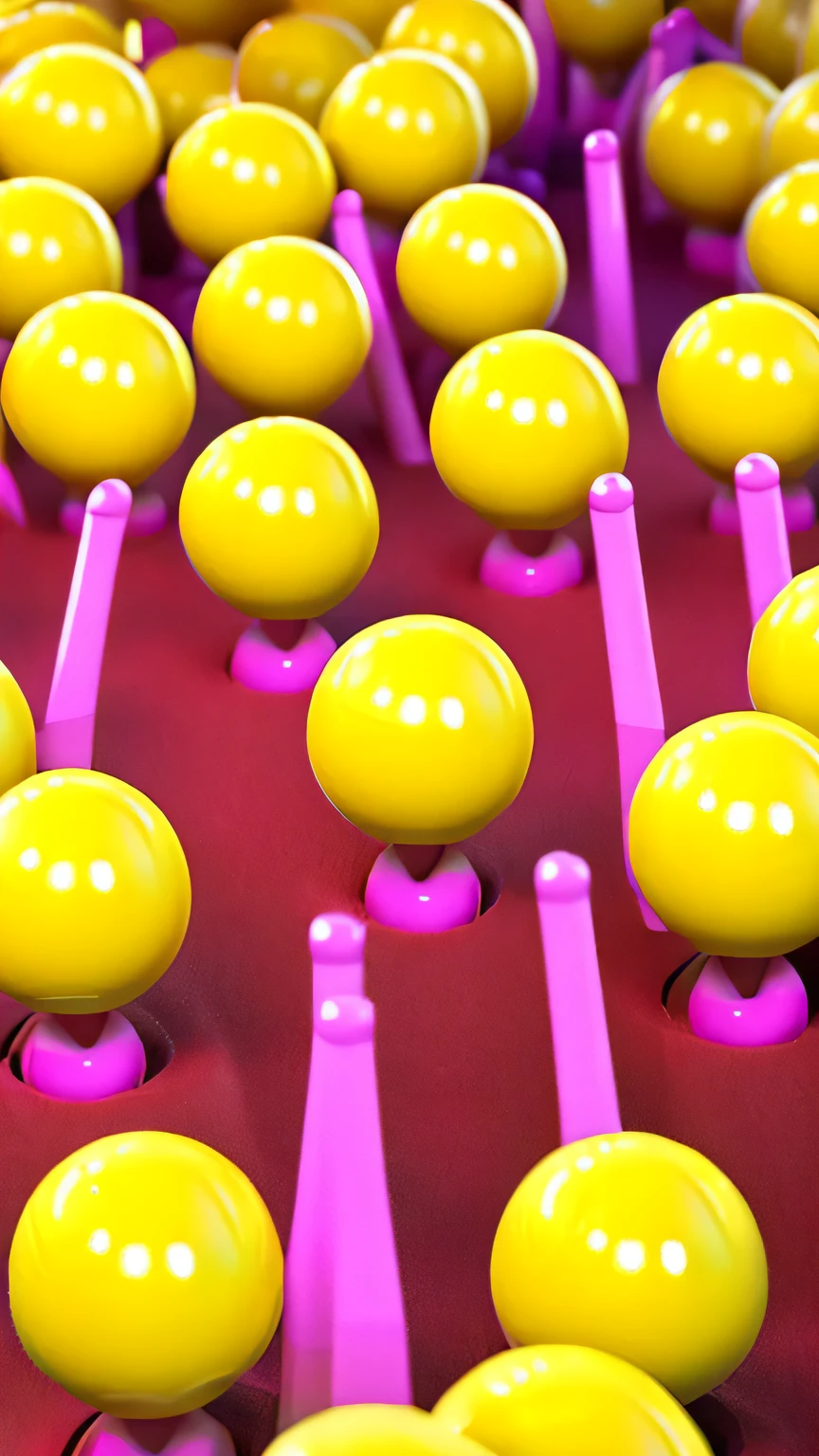 a fun and cheerful scene. Thousands of yellow smiling balls, with no teeth, fills the frame, creating a bright and happy atmosphere. It looks like a joyful with all the guests enjoying themselves and having a good time. The picture is sure to bring a smile to anyone's face who sees it!