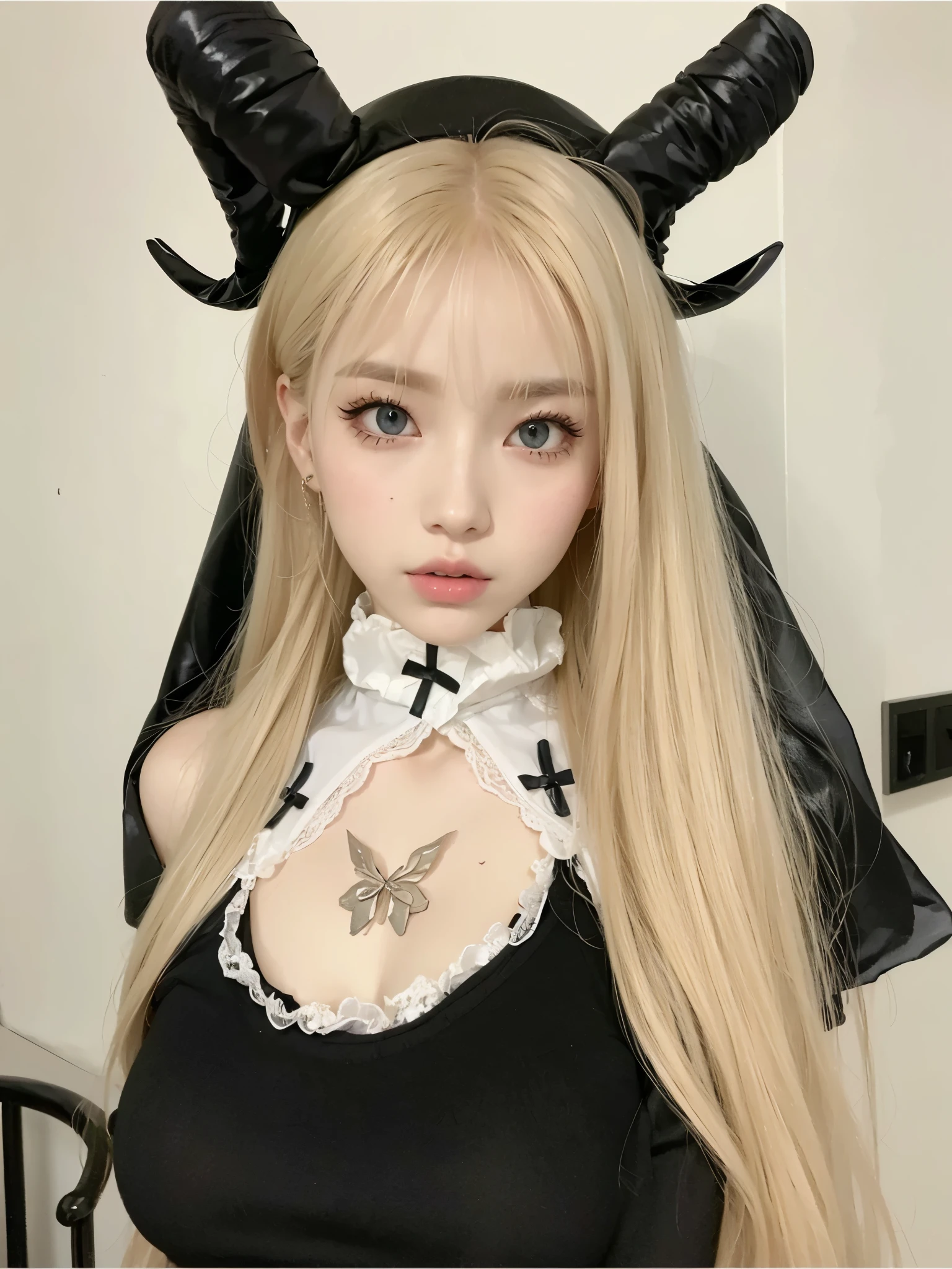 Blonde woman with long hair holding a white cell phone., retrato de kim petras, maquillaje popular de corea del sur, Retrato de Jossi de Blackpink, Parque Roseanne de Blackpink, ulzzang, maquillaje coreano popular, cruel korean gothic girl, ava max, con el pelo largo y blanco, inspirado en Yanjun Cheng, bella delfina, kim taejin