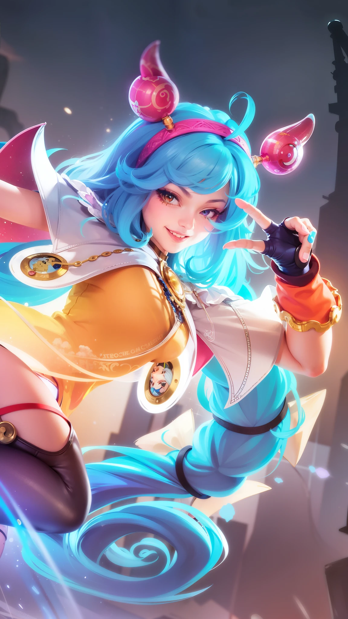 a close up of a cartoon character with a blue hair, ! dream artgerm, portrait knights of zodiac girl, style artgerm, ig model | artgerm, extremely detailed artgerm, artgerm style, kda, arcane jinx, artgerm jsc, rossdraws cartoon vibrant, style of artgerm, knights of zodiac girl