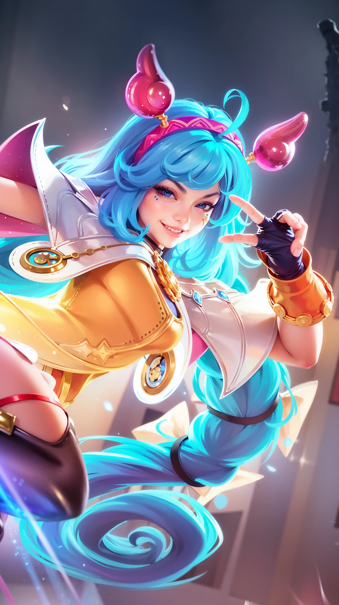 a close up of a cartoon character with a blue hair, ! dream artgerm, portrait knights of zodiac girl, style artgerm, ig model | artgerm, extremely detailed artgerm, artgerm style, kda, arcane jinx, artgerm jsc, rossdraws cartoon vibrant, style of artgerm, knights of zodiac girl