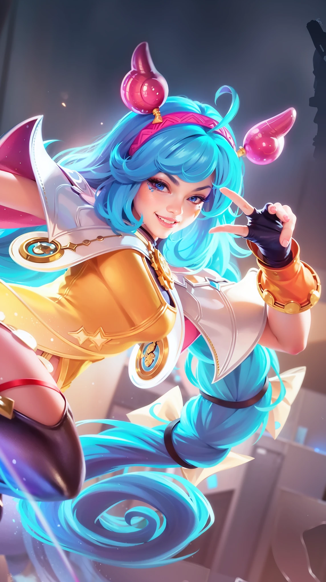 a close up of a cartoon character with a blue hair, ! dream artgerm, portrait knights of zodiac girl, style artgerm, ig model | artgerm, extremely detailed artgerm, artgerm style, kda, arcane jinx, artgerm jsc, rossdraws cartoon vibrant, style of artgerm, knights of zodiac girl