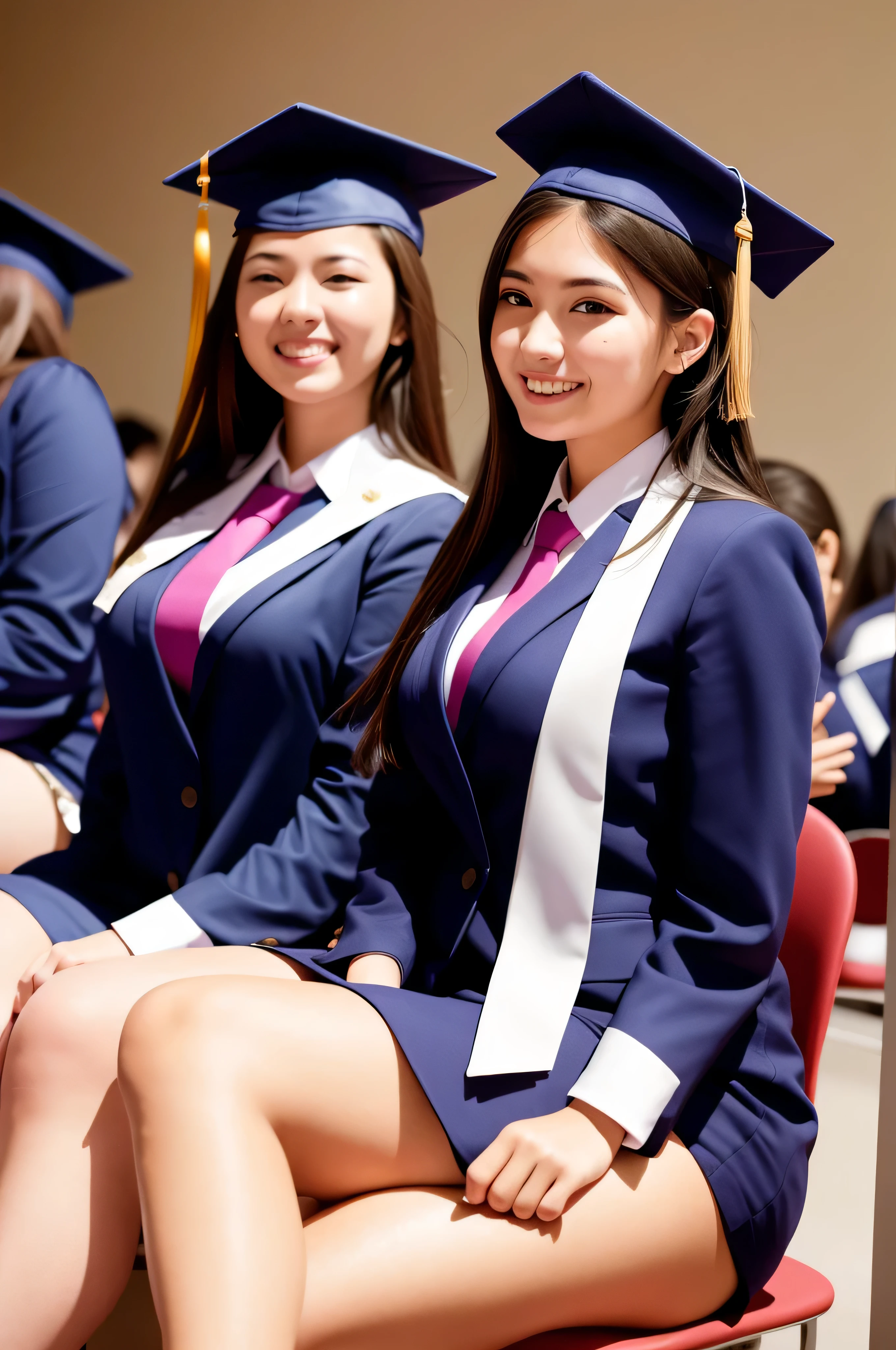 Excellent female students attending the graduation ceremony