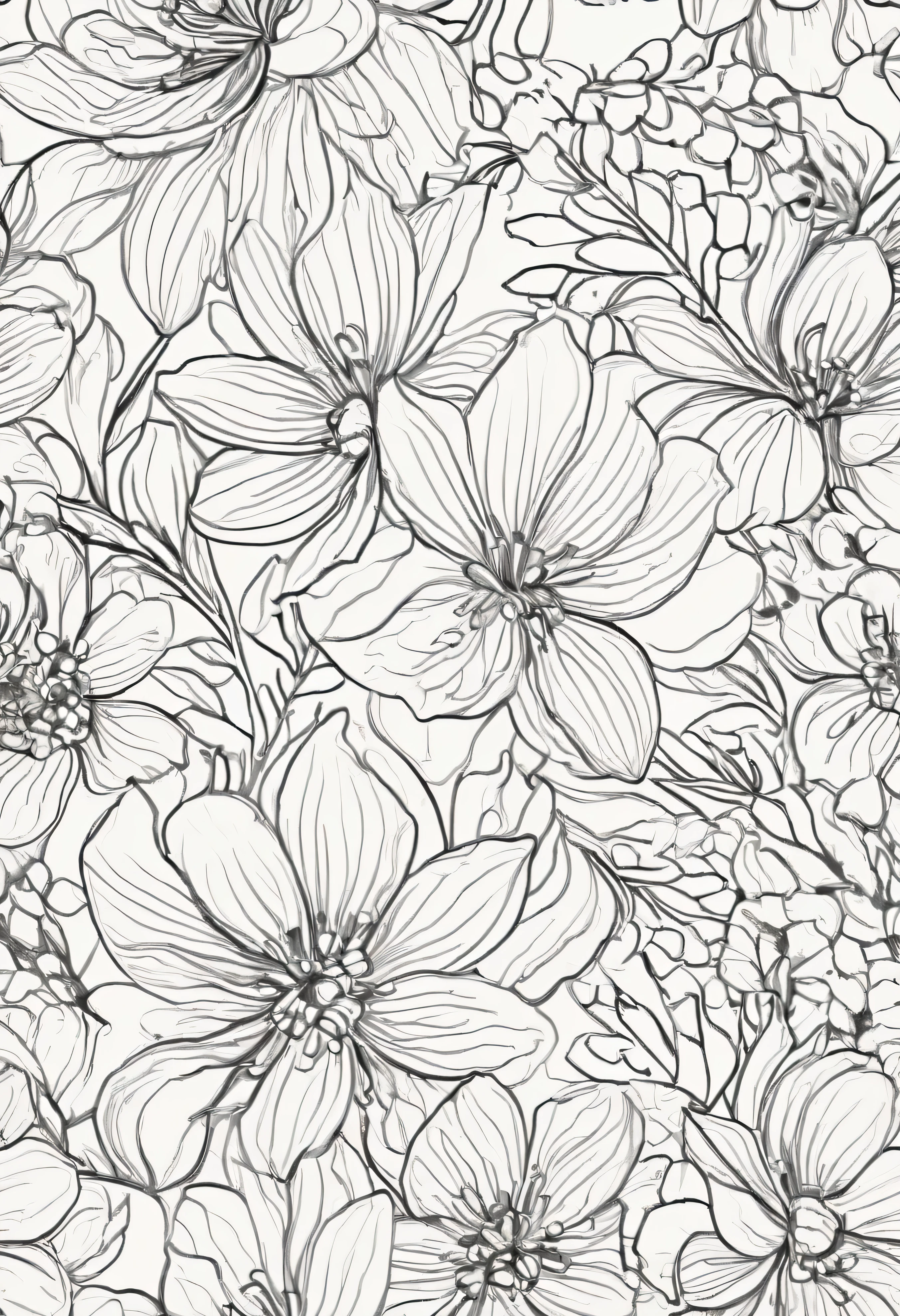 Line art floral drawing