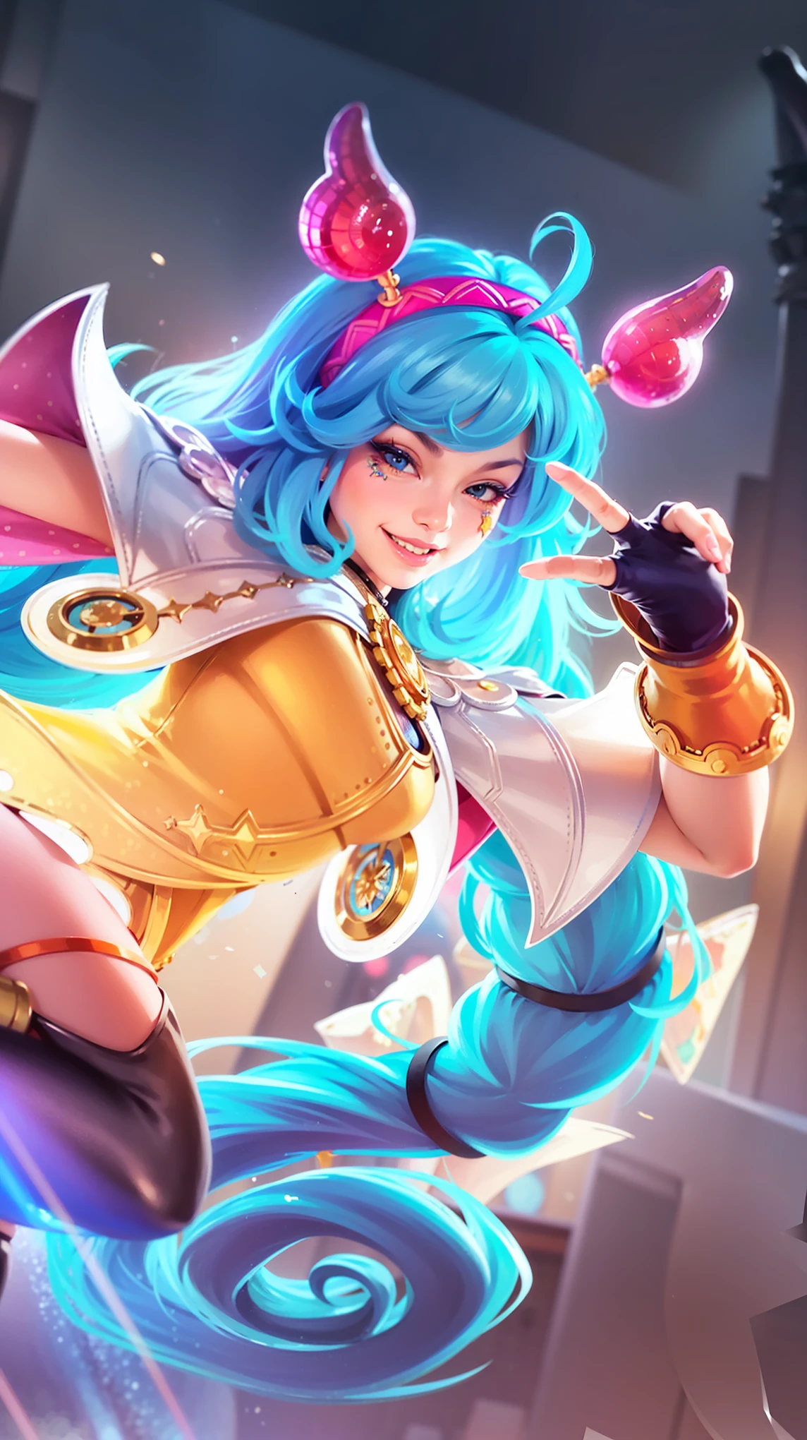 a close up of a cartoon character with a blue hair, ! dream artgerm, portrait knights of zodiac girl, style artgerm, ig model | artgerm, extremely detailed artgerm, artgerm style, kda, arcane jinx, artgerm jsc, rossdraws cartoon vibrant, style of artgerm, knights of zodiac girl
