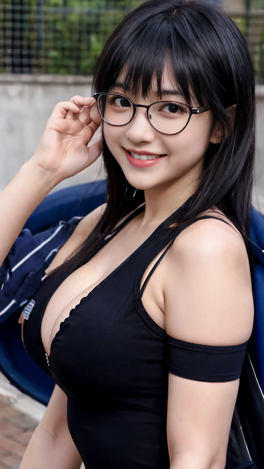 black hair baby face hunter hunter shizuku big breasts Glasses nice smile Healthy constriction healthy style sporty