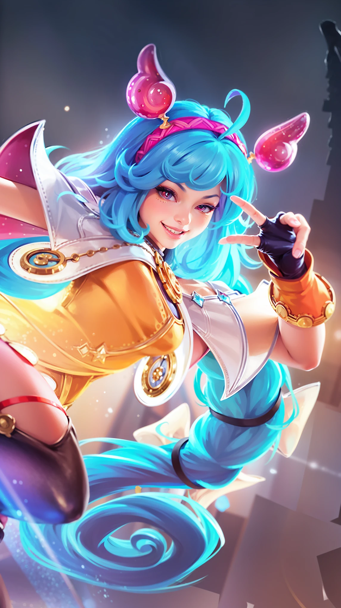 a close up of a cartoon character with a blue hair, ! dream artgerm, portrait knights of zodiac girl, style artgerm, ig model | artgerm, extremely detailed artgerm, artgerm style, kda, arcane jinx, artgerm jsc, rossdraws cartoon vibrant, style of artgerm, knights of zodiac girl
