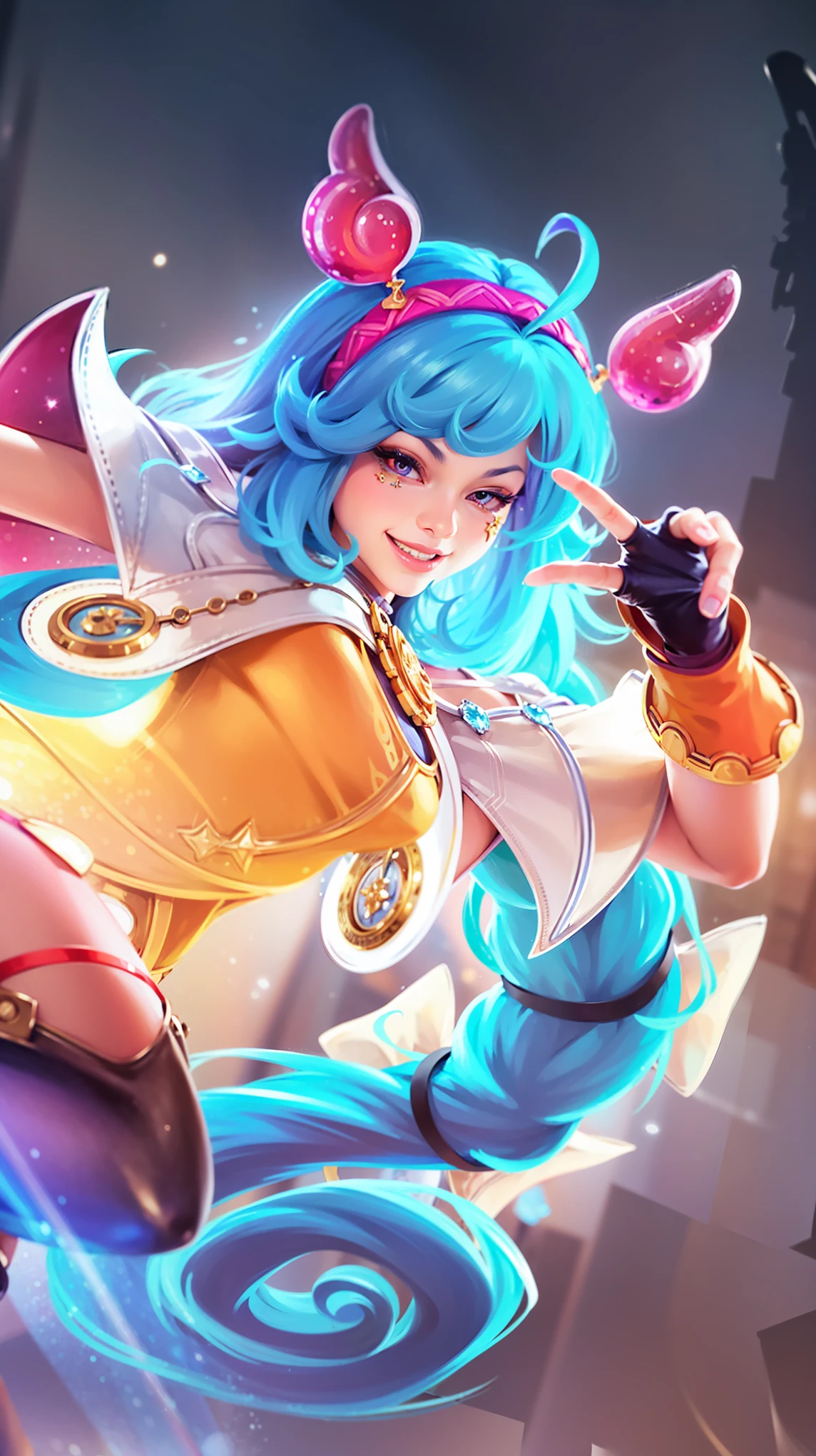 a close up of a cartoon character with a blue hair, ! dream artgerm, portrait knights of zodiac girl, style artgerm, ig model | artgerm, extremely detailed artgerm, artgerm style, kda, arcane jinx, artgerm jsc, rossdraws cartoon vibrant, style of artgerm, knights of zodiac girl