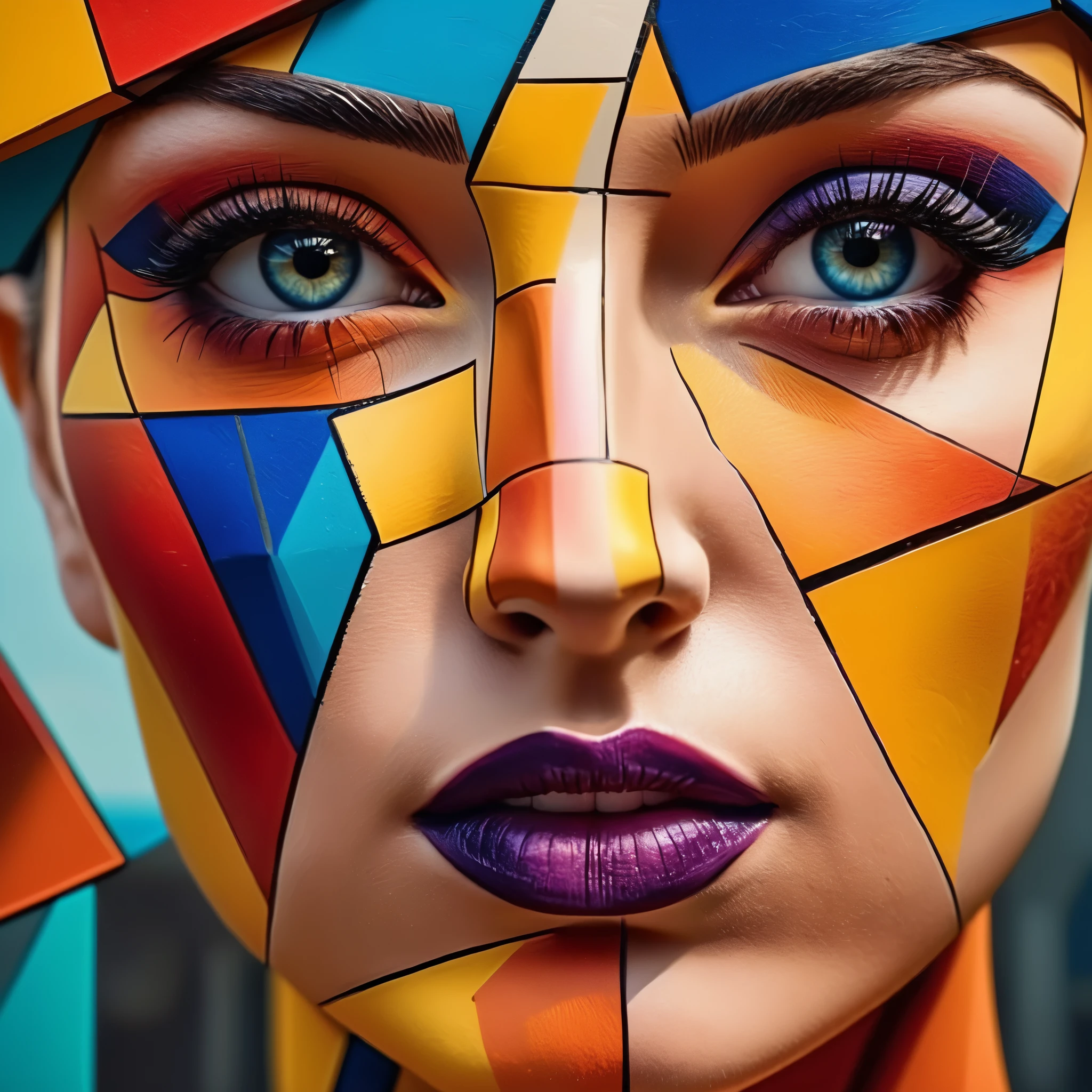 create an image demonstrating the style of ((Cubism)) style, hyper realism, 8k high definition, vibrant colors, sharp focus, insanely detailed