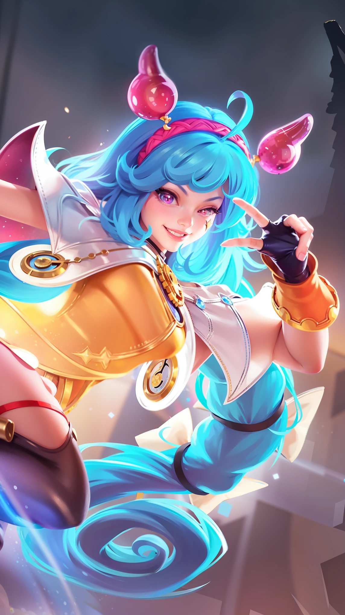 a close up of a cartoon character with a blue hair, ! dream artgerm, portrait knights of zodiac girl, style artgerm, ig model | artgerm, extremely detailed artgerm, artgerm style, kda, arcane jinx, artgerm jsc, rossdraws cartoon vibrant, style of artgerm, knights of zodiac girl