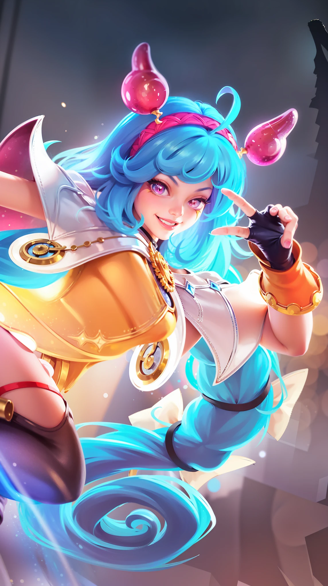 a close up of a cartoon character with a blue hair, ! dream artgerm, portrait knights of zodiac girl, style artgerm, ig model | artgerm, extremely detailed artgerm, artgerm style, kda, arcane jinx, artgerm jsc, rossdraws cartoon vibrant, style of artgerm, knights of zodiac girl