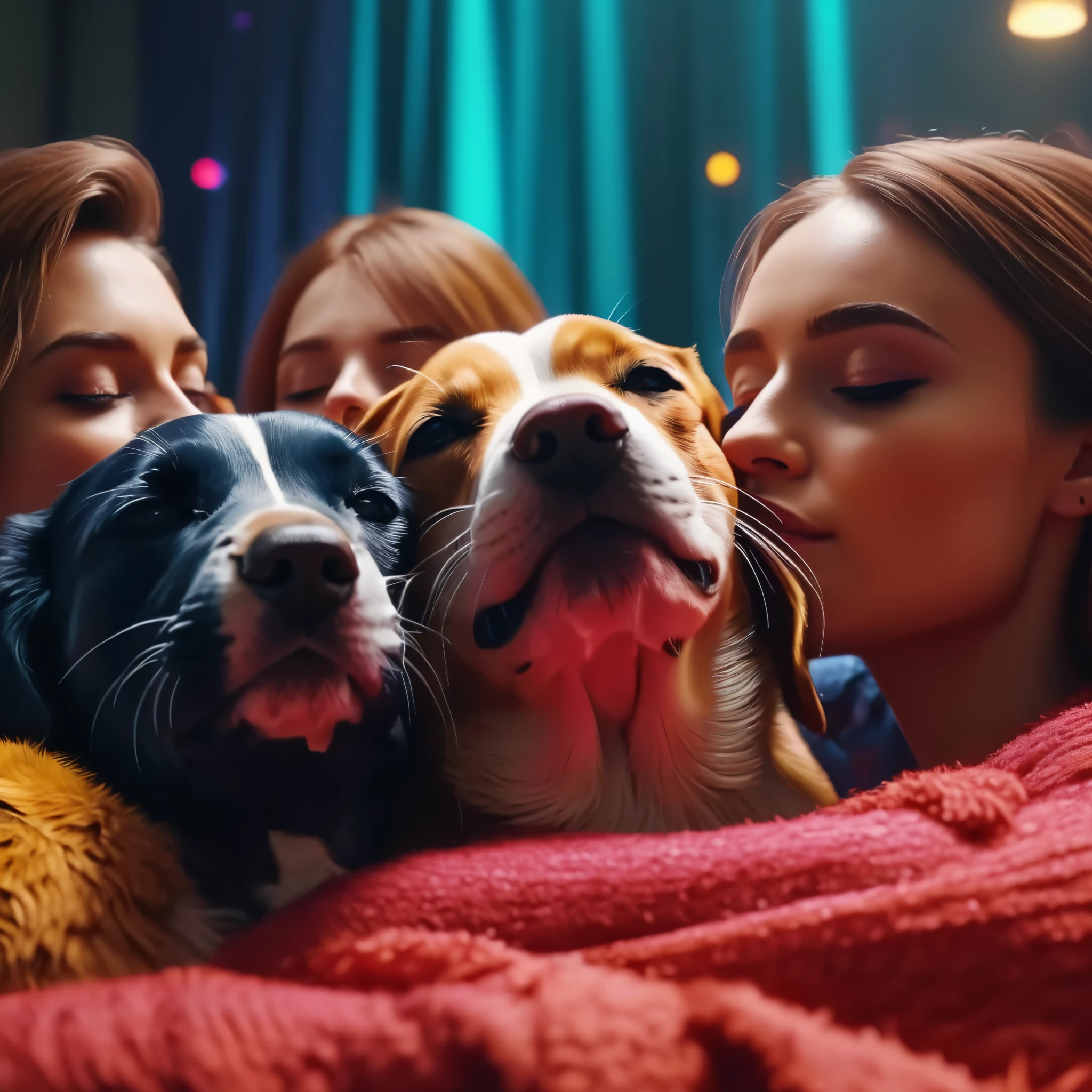 create an image demonstrating the style of ((Cuddle Party)) style, hyper realism, 8k high definition, vibrant colors, sharp focus, insanely detailed