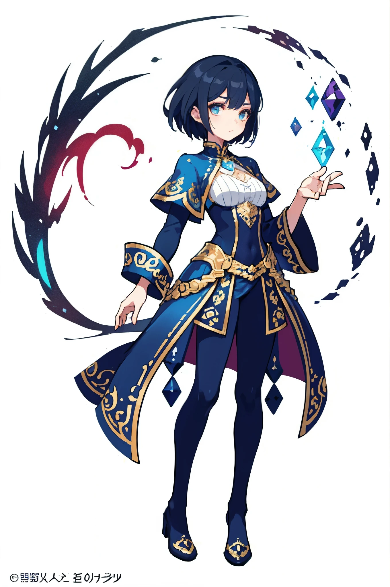 (official art：1.5，best quality，fine details)a beautiful girl，White background，Costumes for fantasy worlds，magician，magician服饰，Manners are elegant，With a touch of sadness on his face，floating in the air，Perfect body，clear face，Elegant and smooth，Ultra-clear，Ultra-detailed image quality，masterpiece，Full body painting，Super details，HD