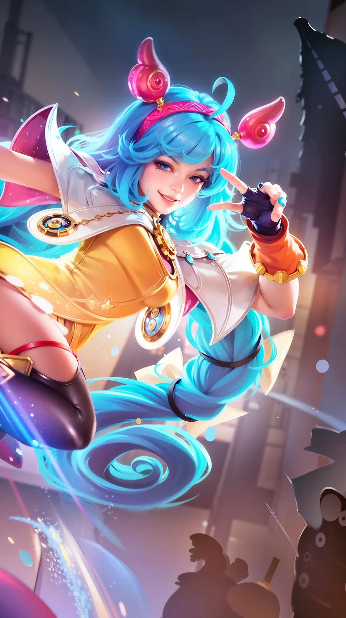 anime girl with blue hair and horns flying through the air, ! dream artgerm, style artgerm, portrait knights of zodiac girl, kda, extremely detailed artgerm, arcane jinx, artgerm style, ig model | artgerm, artgerm jsc, rossdraws cartoon vibrant, artgerm lau