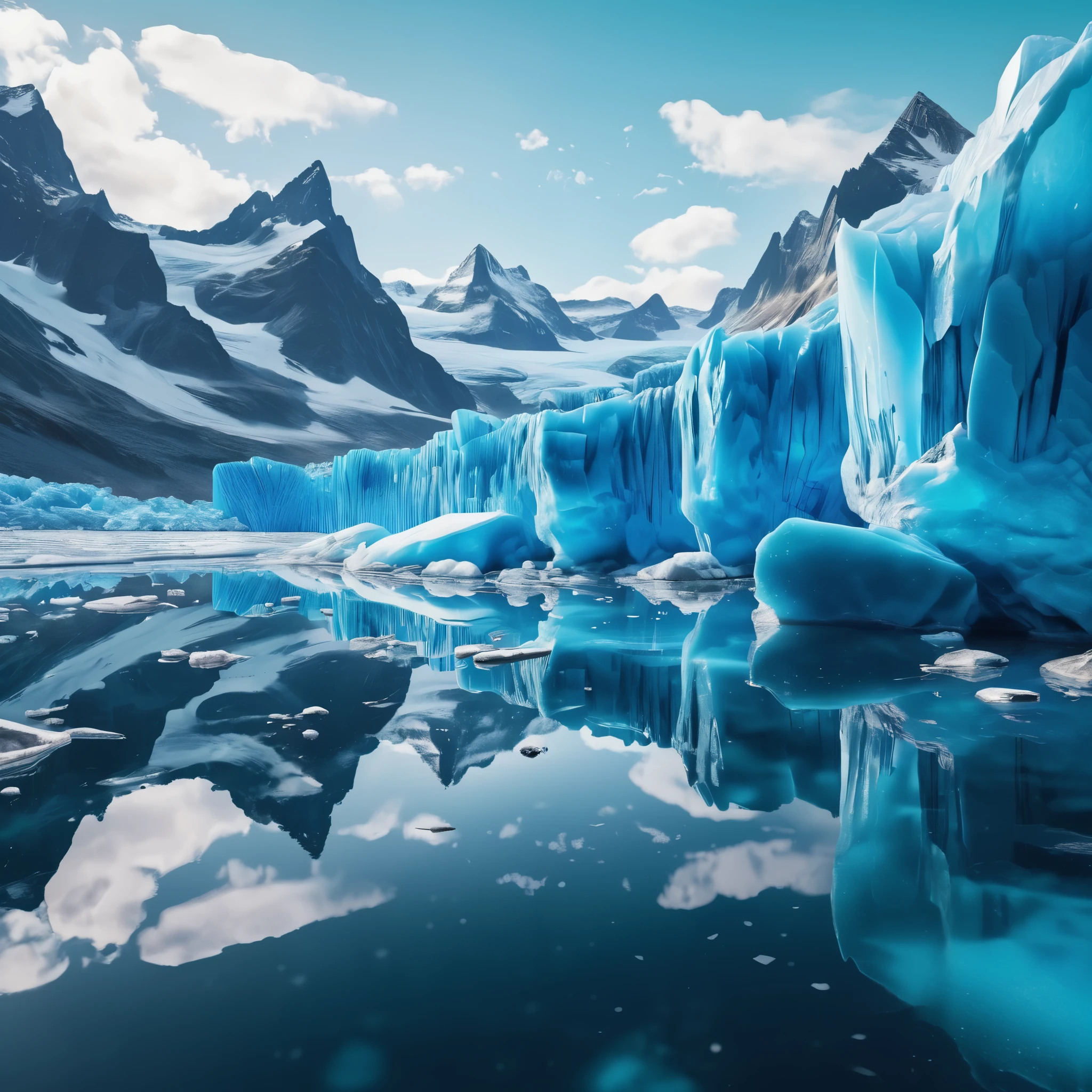 create an image demonstrating the style of ((Cyber Glacier)) style, hyper realism, 8k high definition, vibrant colors, sharp focus, insanely detailed
