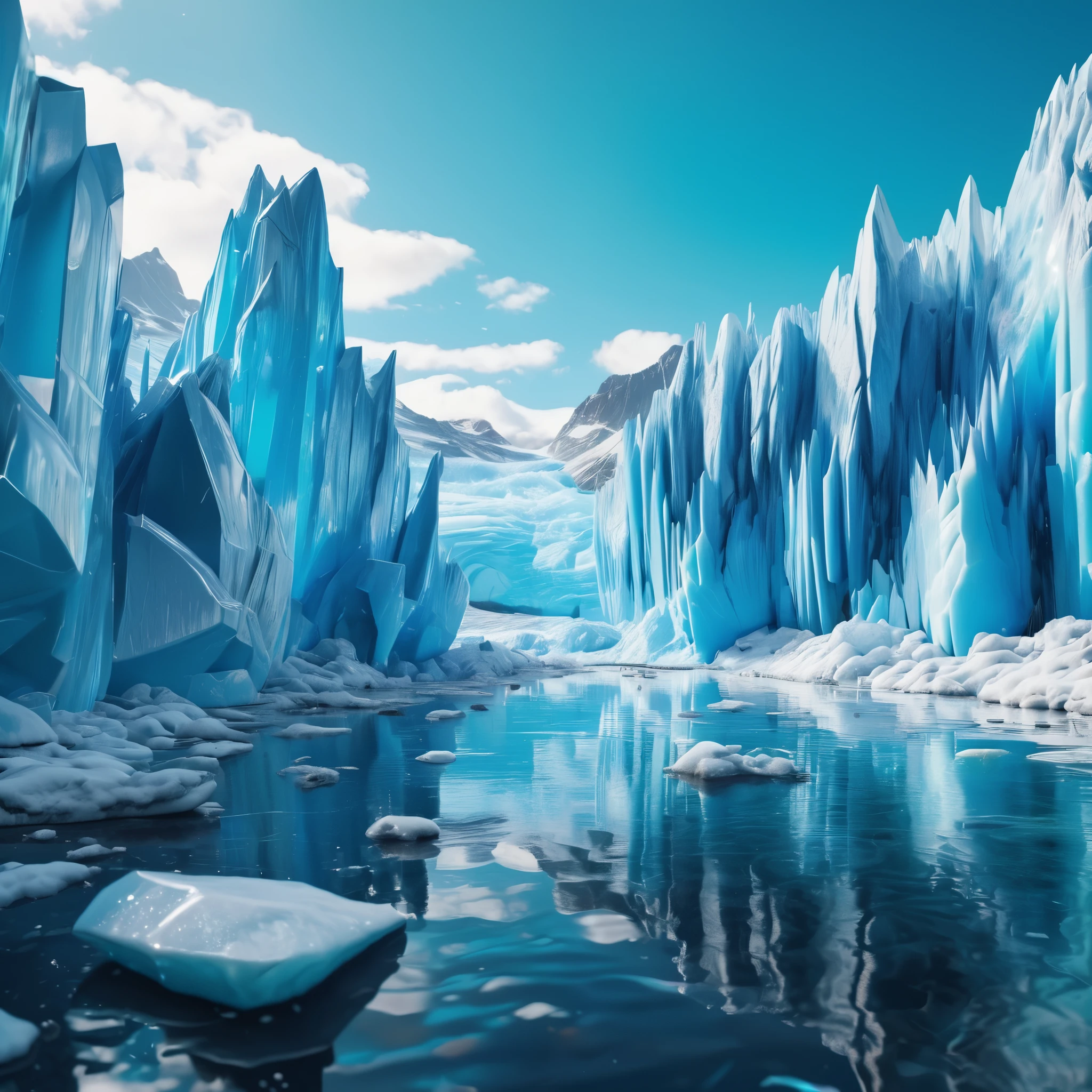 create an image demonstrating the style of ((Cyber Glacier)) style, hyper realism, 8k high definition, vibrant colors, sharp focus, insanely detailed