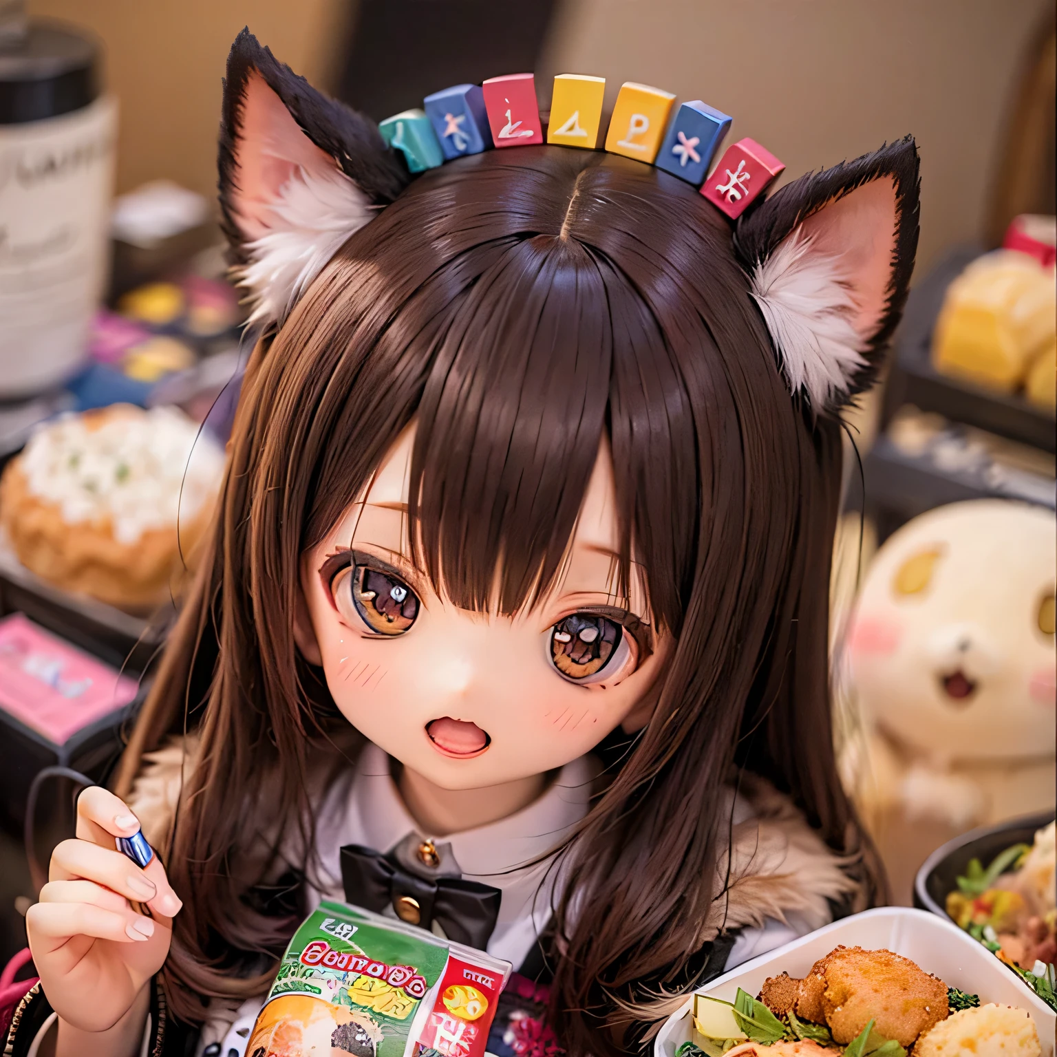 shiba inu girls chibi 
have a meal