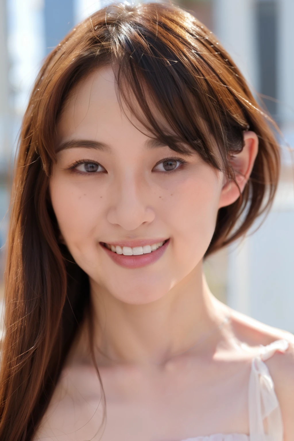 a woman,1 girl,black hair, hair bobbles, longeyelashes, solid circle eyes, light smile, mole under eye, piercing, light smile, shy, puckered lips, Surrealism, drop shadow, stereogram, ass pov, atmospheric perspective, depth of field, first-person view, f/1.8, 8K, super detail, ccurate, best quality, highres, best quality,full body,professional lighting,Cleavage