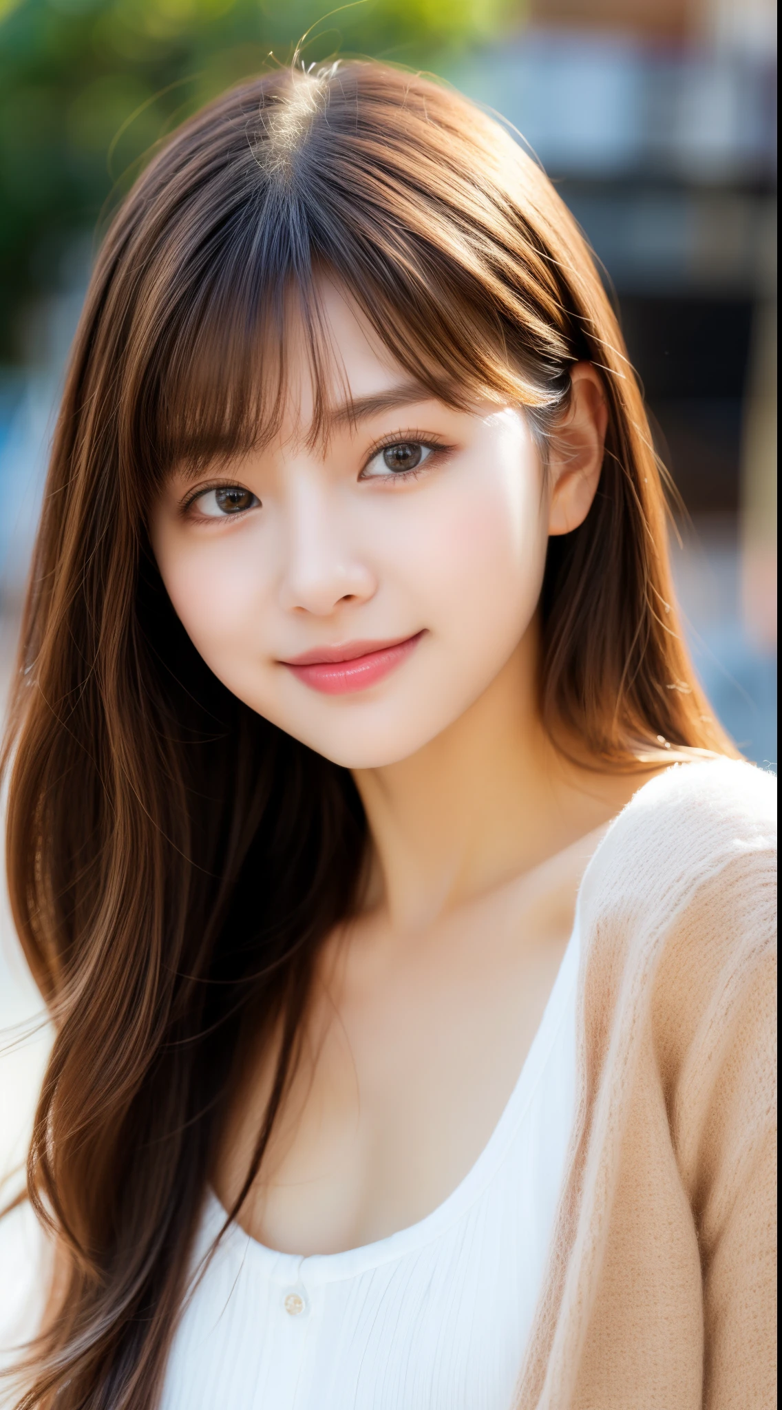 ulzzang-6500-v1.1,(Masterpiece, BestQuality:1.3),Japanese,table top, highest quality, shape, Super detailed, finely, High resolution, 8k wallpaper, 完璧なダイナミックな構shape, beautiful and detailed eyes, medium hair, small breasts, natural color lip, random sexy pose,smile,20 year old girl、midnight、beautiful and detailed face、完璧でbeautiful face,Big eyes、RAW photo、Expressing feminine poses with your whole body、beautiful and detailed eyes、small face、beautiful duplex、slim face and style,luxury brand mink coat,dress that shows the chest、beautiful face,straight hair,bright look、blur background,best style,anatomically correct body,gorgeous atmosphere,real photos,larger breasts