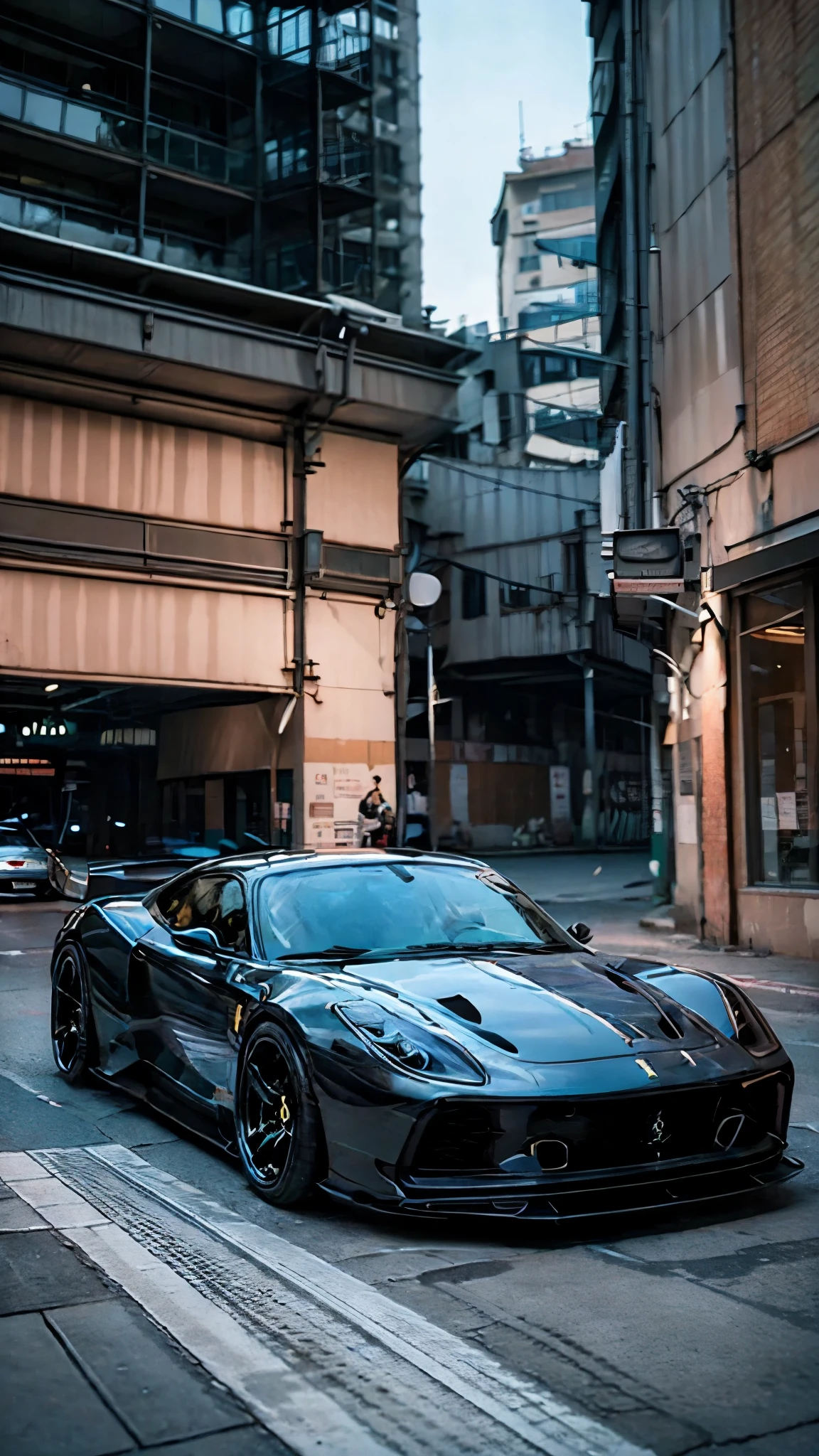 realistic supercar, 8k , City of night , masterpiece , wallpaper ,highest quality ,ferrari