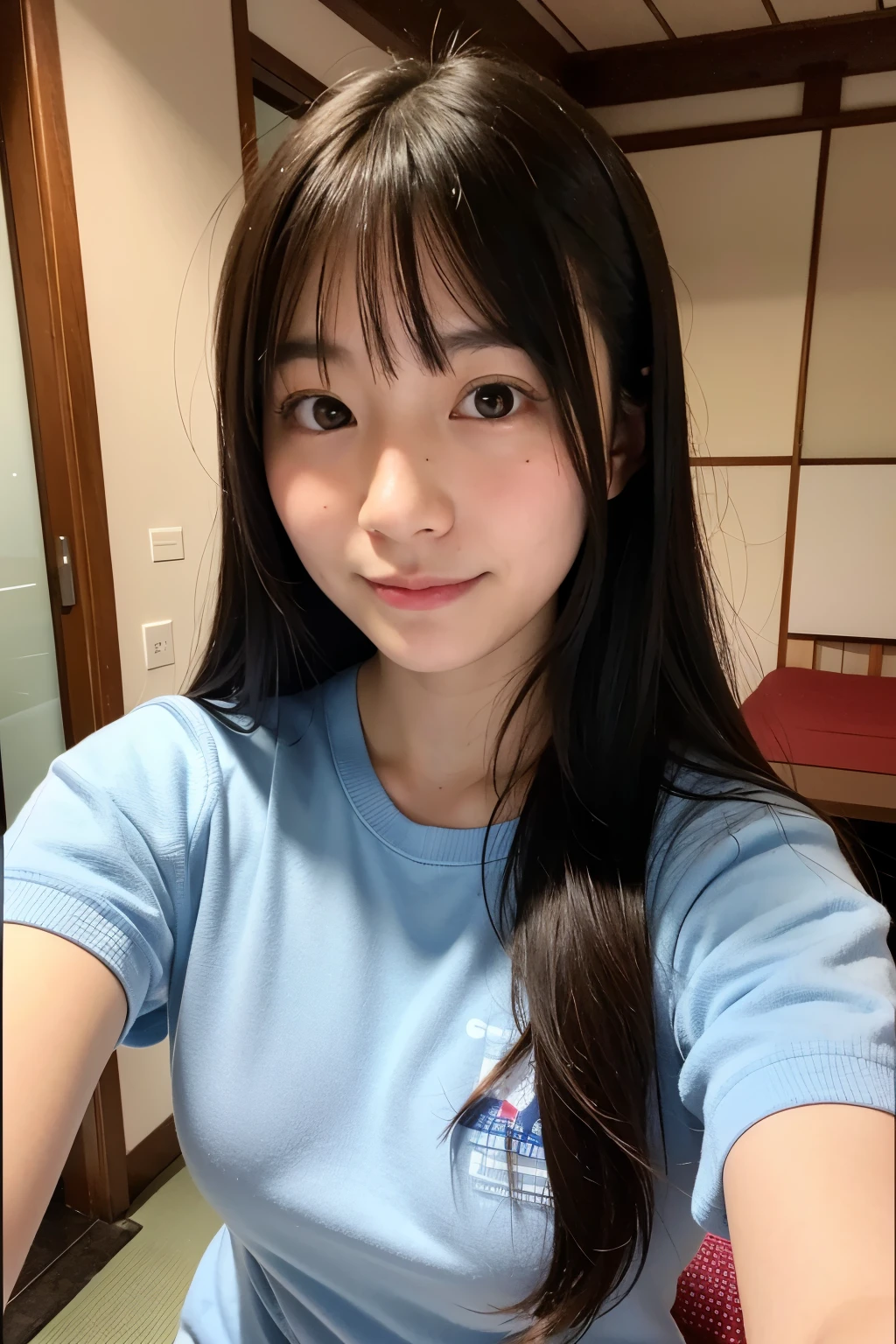  Japanese girl takes selfies