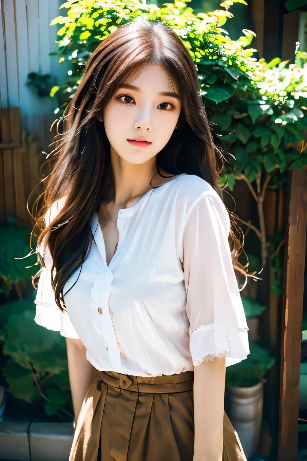 there is a woman with long hair wearing a white shirt, ulzzang, korean girl, heonhwa choe, sakimichan, xintong chen, sun yunjoo, lee ji - eun, lee ji-eun, wenfei ye, jaeyeon nam, park ji-min, jinyoung shin, chiho, yun ling, gongbi