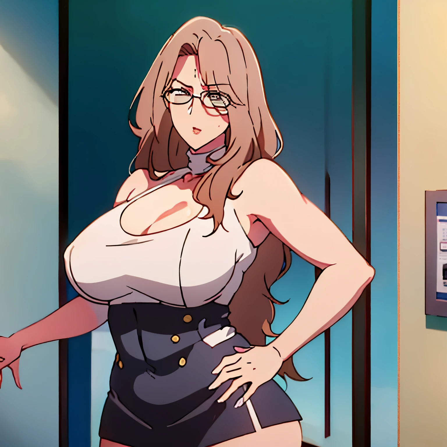 Mujer de ((tetas gigantes)),nalgas gigantes,culo gigante,rostro pervertido,cuerpo desnudo,(((piel gris))),hd,4k,Buena calidad,background of a red room,obra de arte,cara perfecta,ojos perfectos,sonrisa perfecta,manos perfectas,pose sexy,milf,(((gafas))),((ninguna deformidad))