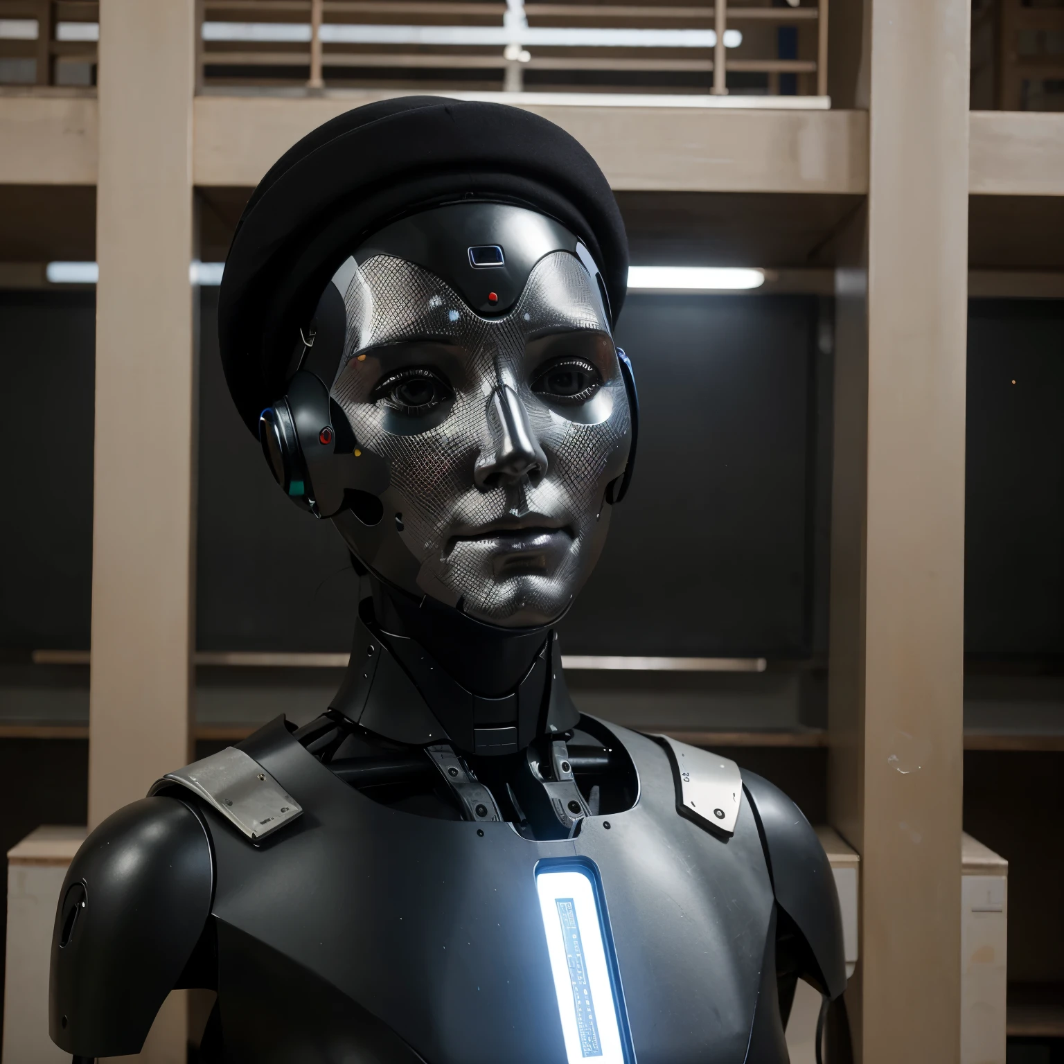 Create an image with the concept of teaching artificial intelligence in Iran University of Science and Technology and Faculty of Mechanical Engineering
